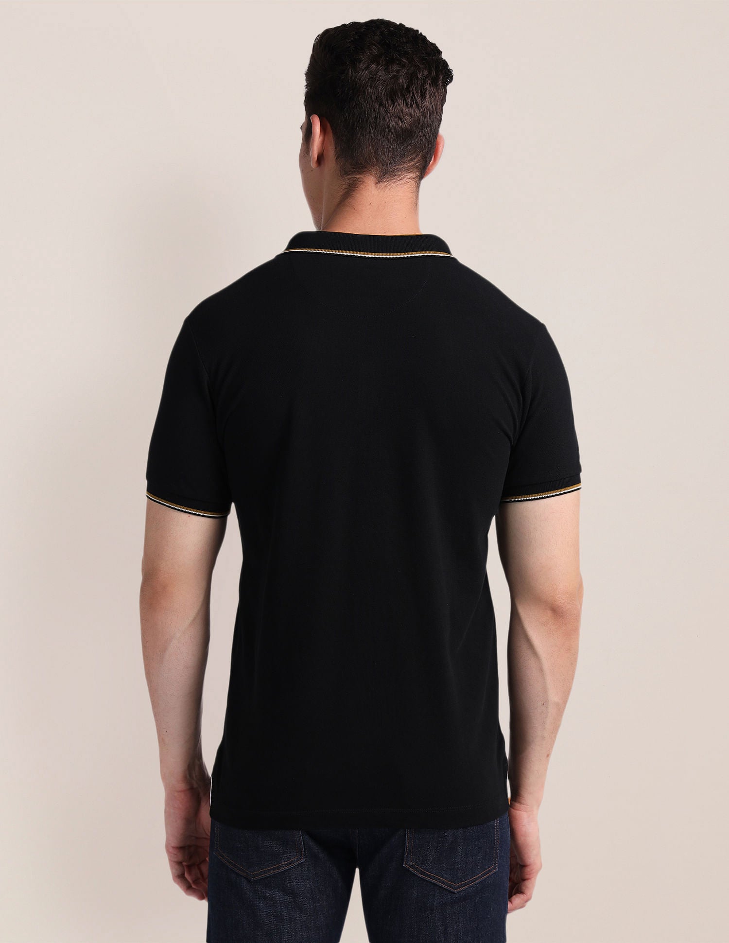 Slim Fit Solid Polo Shirt Black - U.S. Polo Assn. India | Large