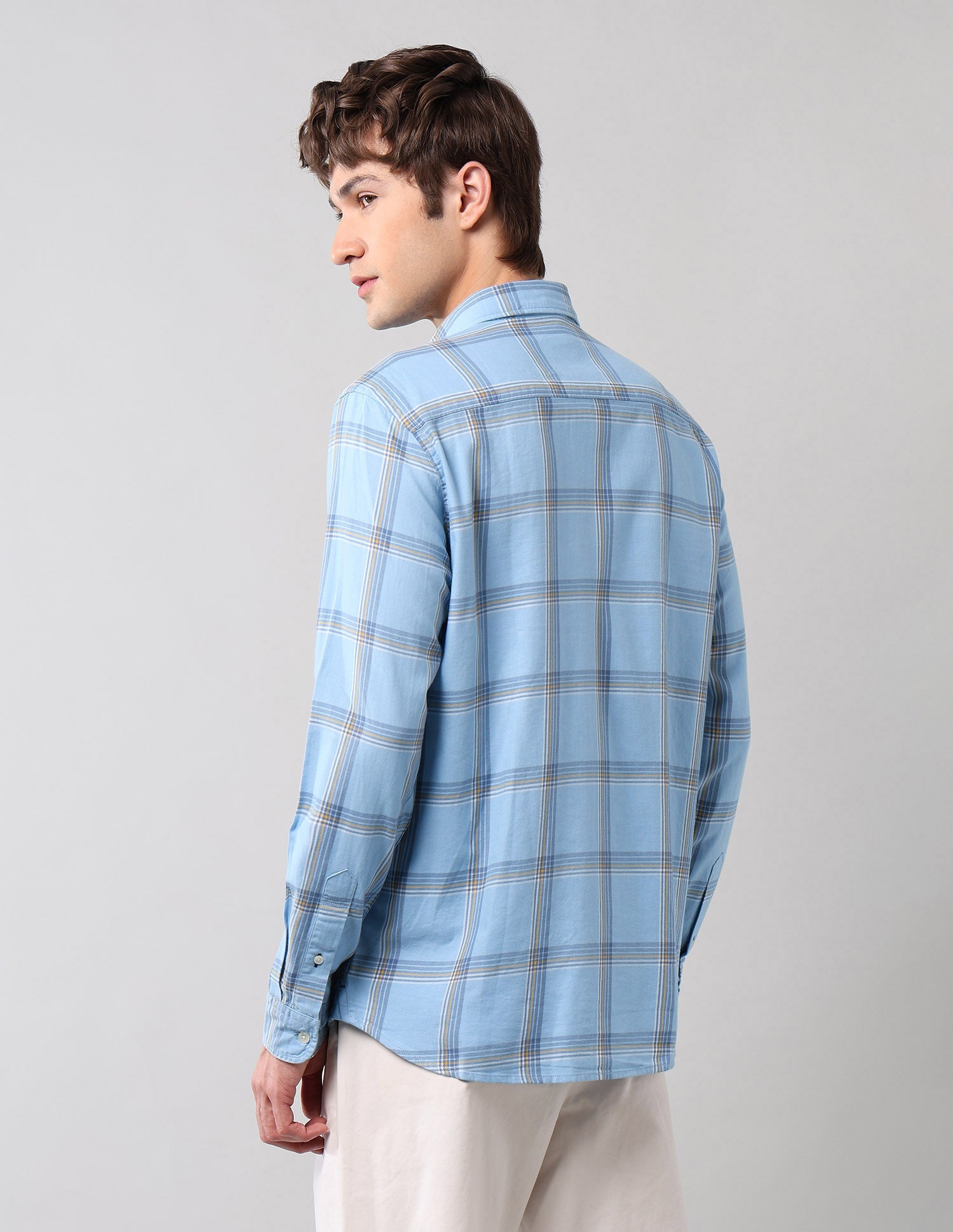 Grid Tattersall Checked Pure Cotton Shirt Light Blue - U.S. POLO ASSN. | Large