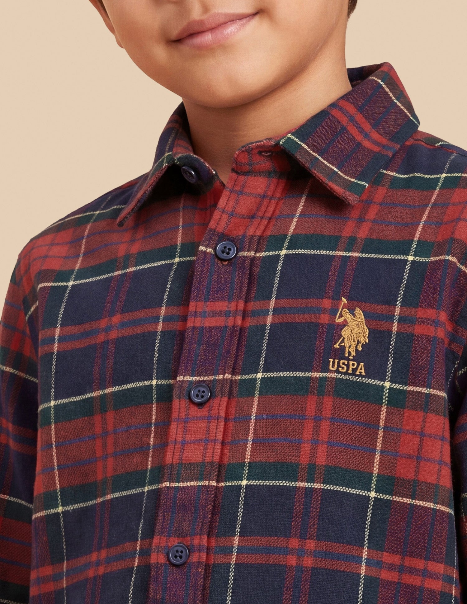 Plaid Checked Twill Shirt Red - U.S. Polo Assn. India | Large