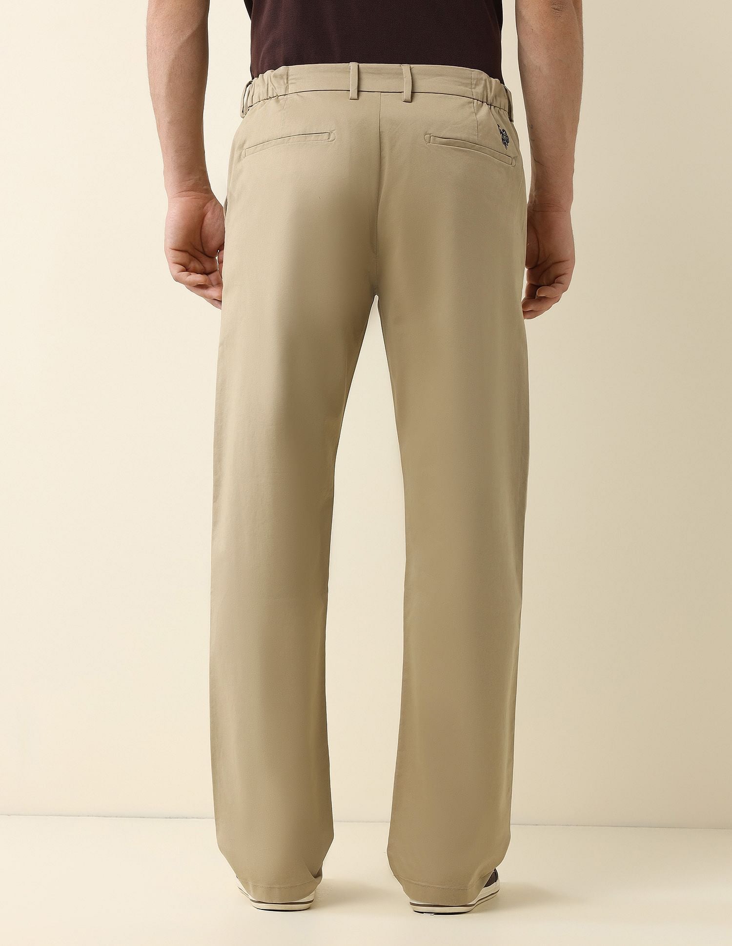 Straight Fit Solid Chinos Khaki - U.S. Polo Assn. India | Large