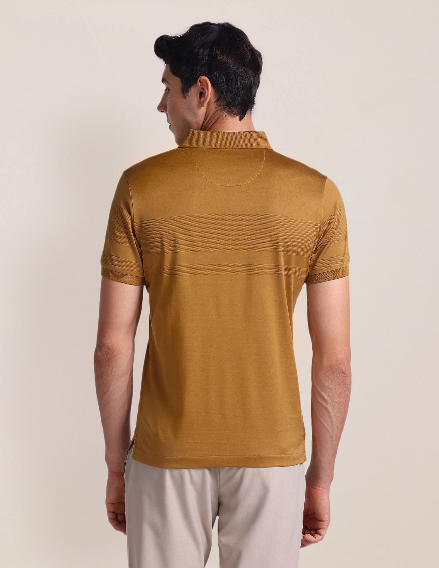 Pattern Knit Slim Polo Shirt Ochre - U.S. Polo Assn. India | Large