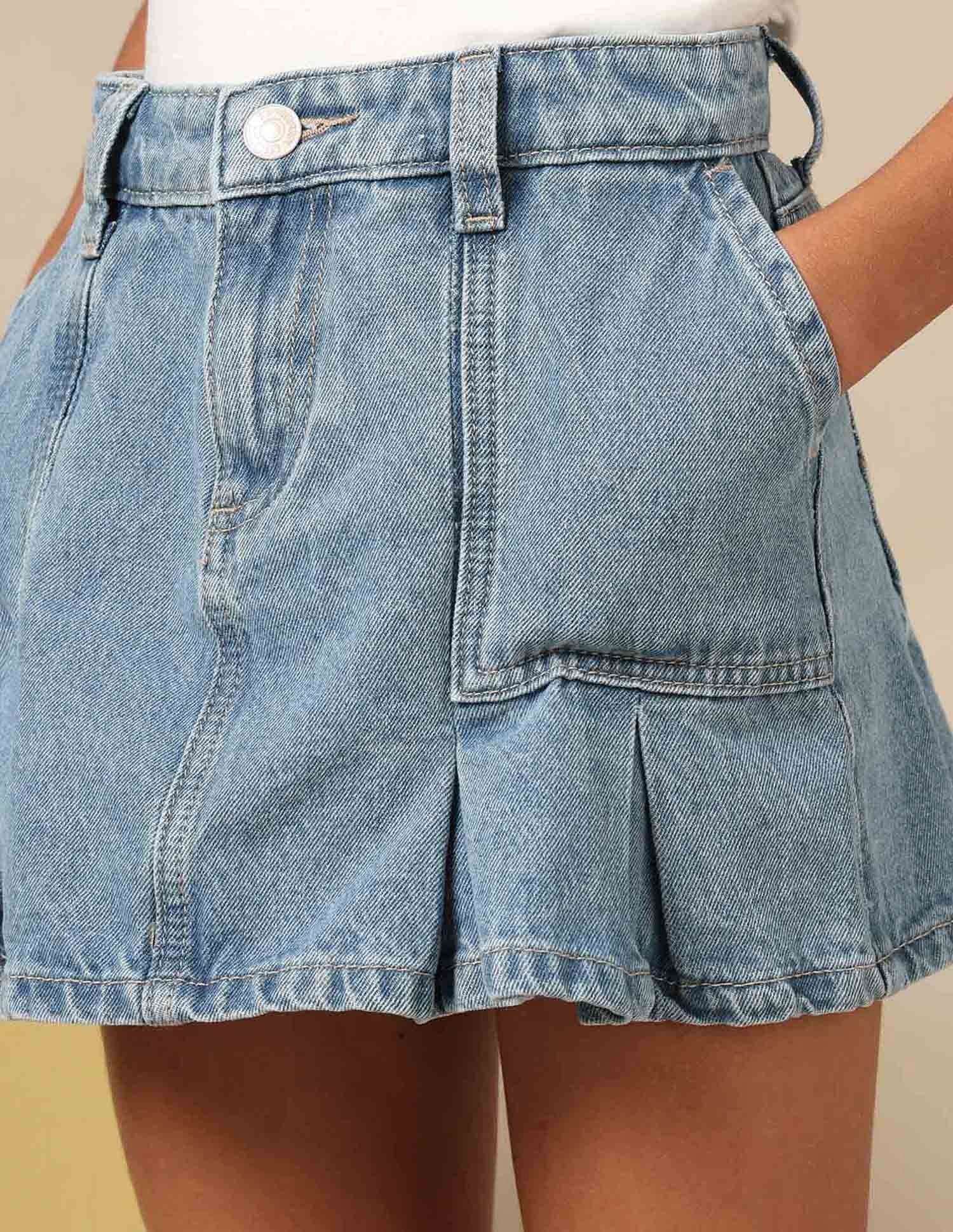 Girls Denim Pleated Skorts Blue - U.S. POLO ASSN. | Large