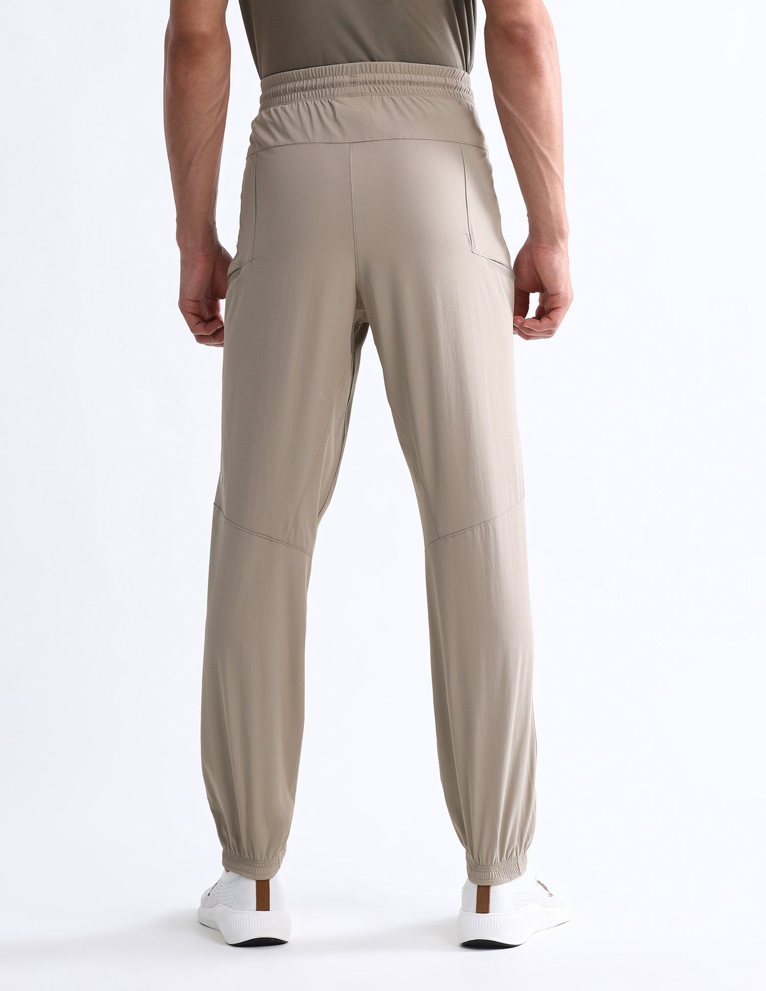 Solid Slim Fit Active Joggers Beige - U.S. Polo Assn. India | Large