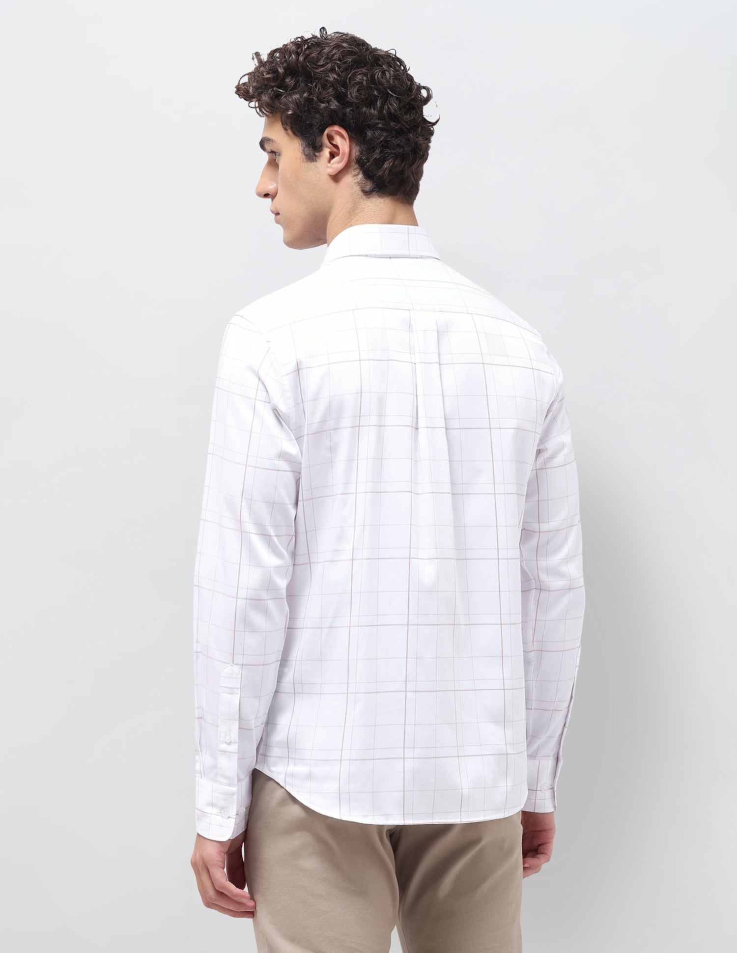 Grid Tattersall Checked Satin Shirt Beige - U.S. Polo Assn. India | Large