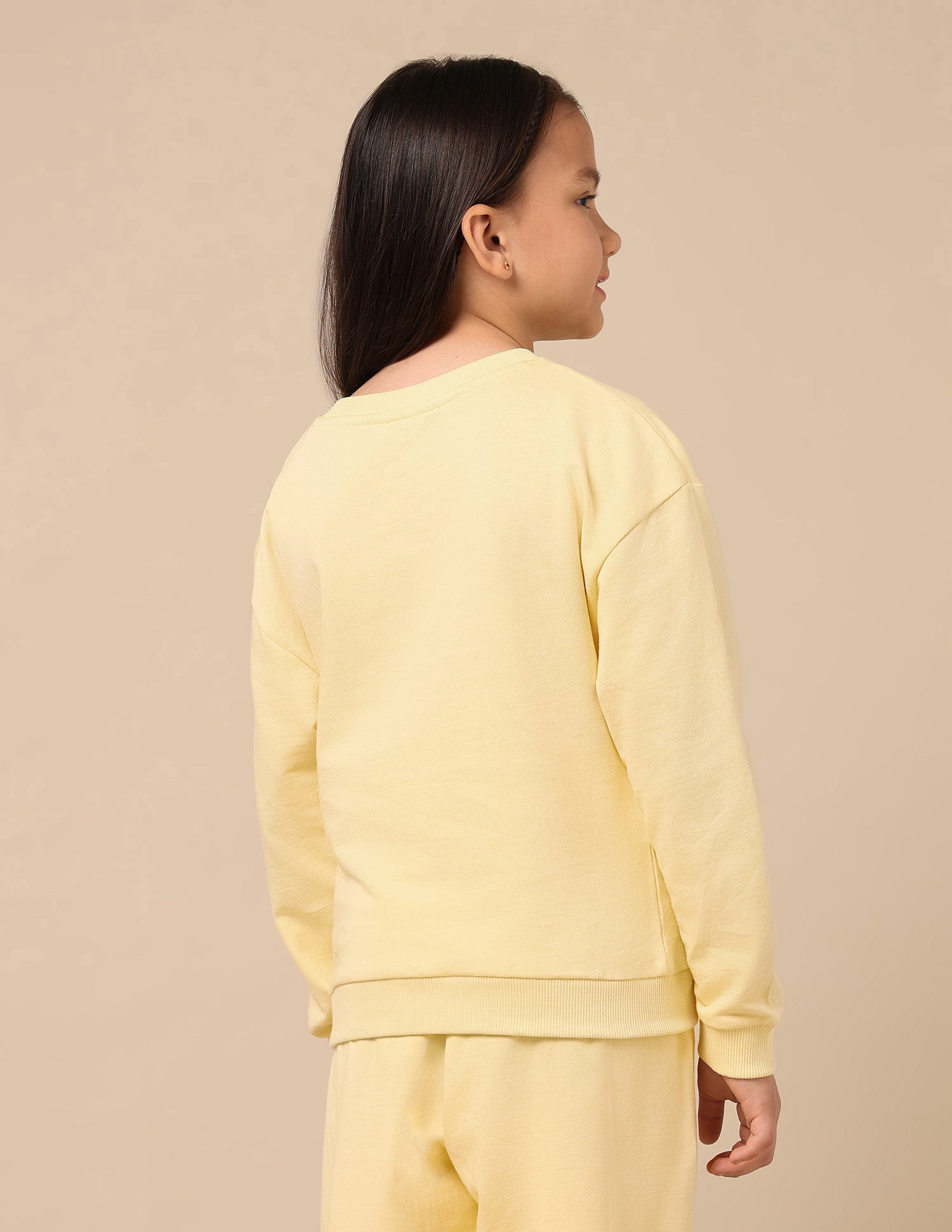 Girls Solid Comfort Fit Sweatshirt Light Yellow - U.S. POLO ASSN. | Large