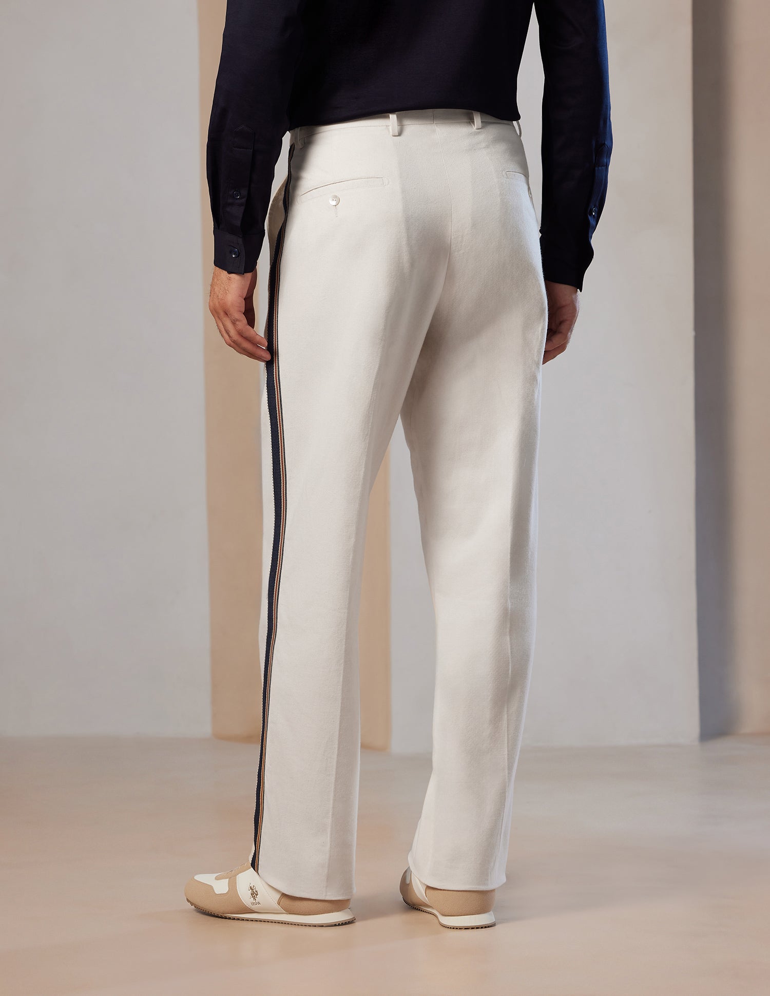 Pacho X Denver Slim Fit Linen Trousers Ivory - U.S. POLO ASSN. | Large