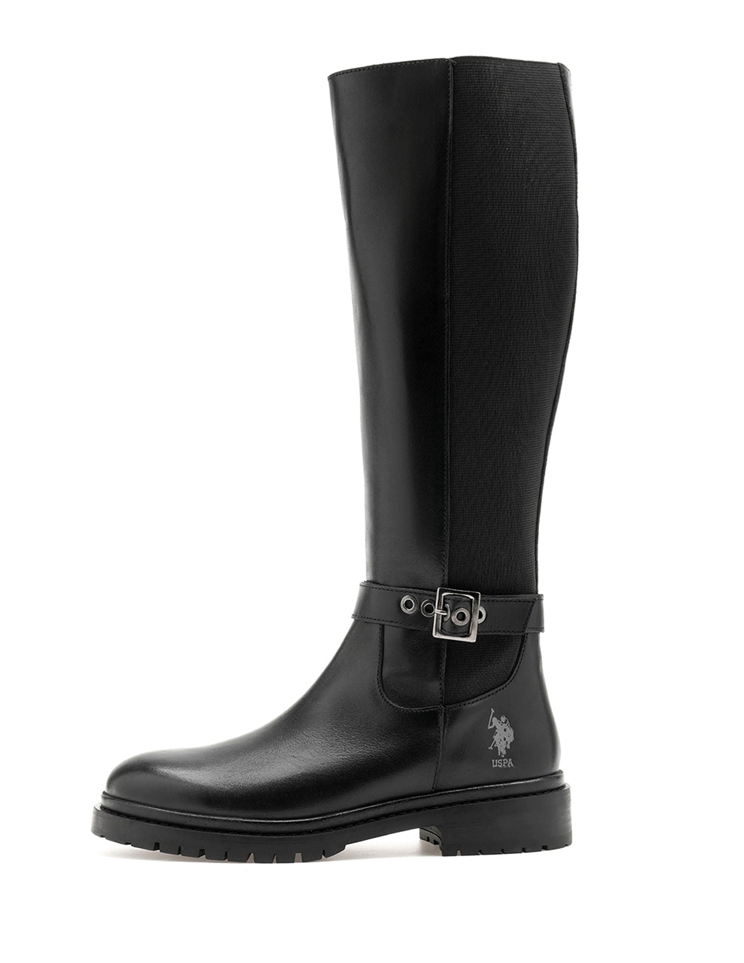 Women Giorgia Leather Riding Boots Black - U.S. Polo Assn. India | Large