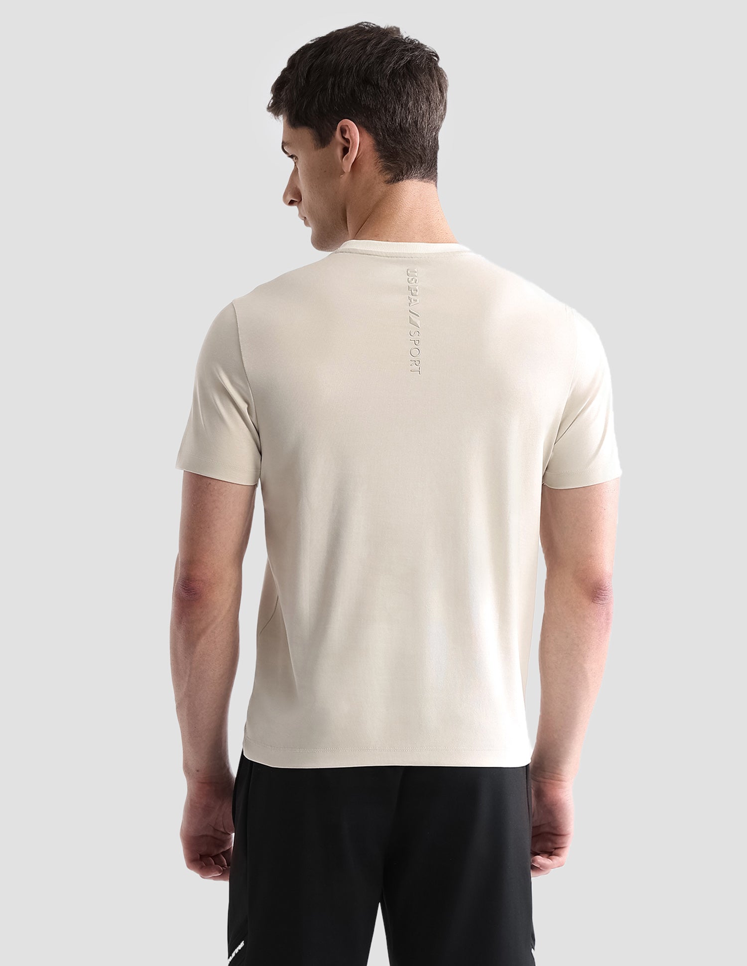 Brand Embossed Regular Fit Active T-Shirt Beige - U.S. POLO ASSN. | Large