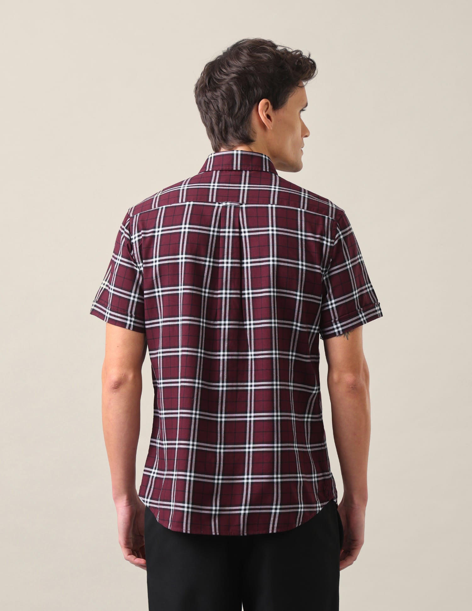 Plaid Checked Tailored Fit Shirt Maroon - U.S. Polo Assn. India | Large