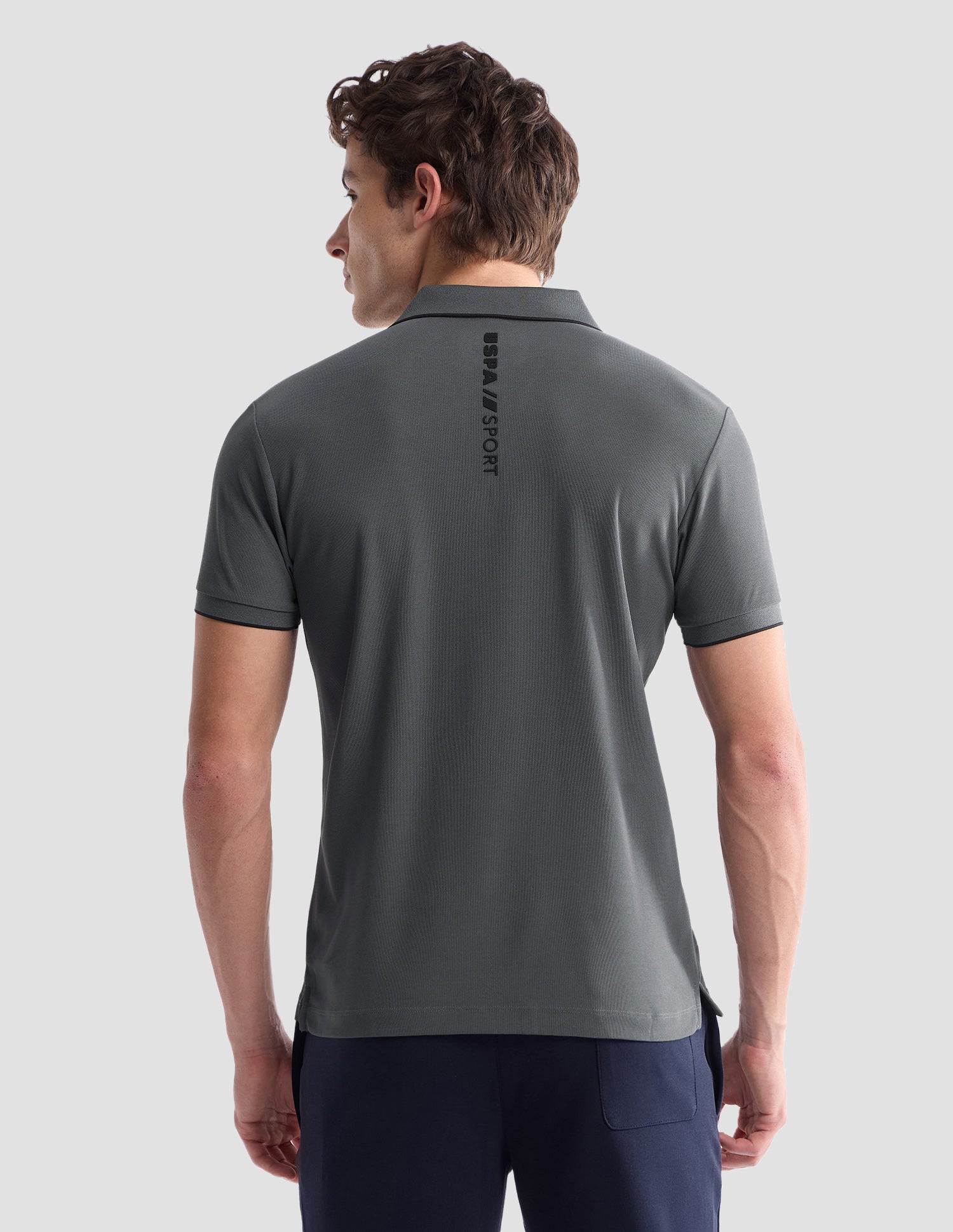 Solid Slim Fit Active Polo Shirt Dark Grey - U.S. Polo Assn. India | Large