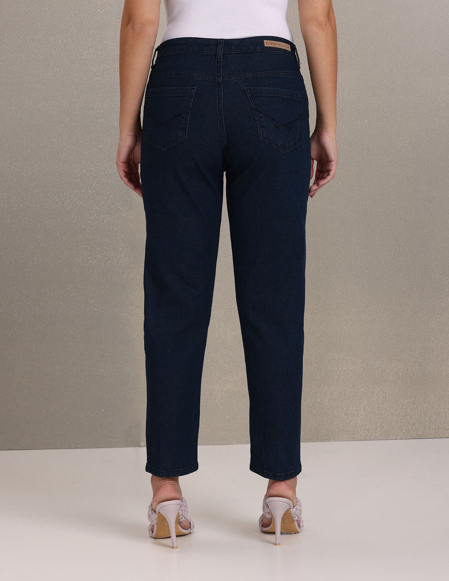 Stone Wash Mom Fit Jeans Dark Blue - U.S. Polo Assn. India | Large