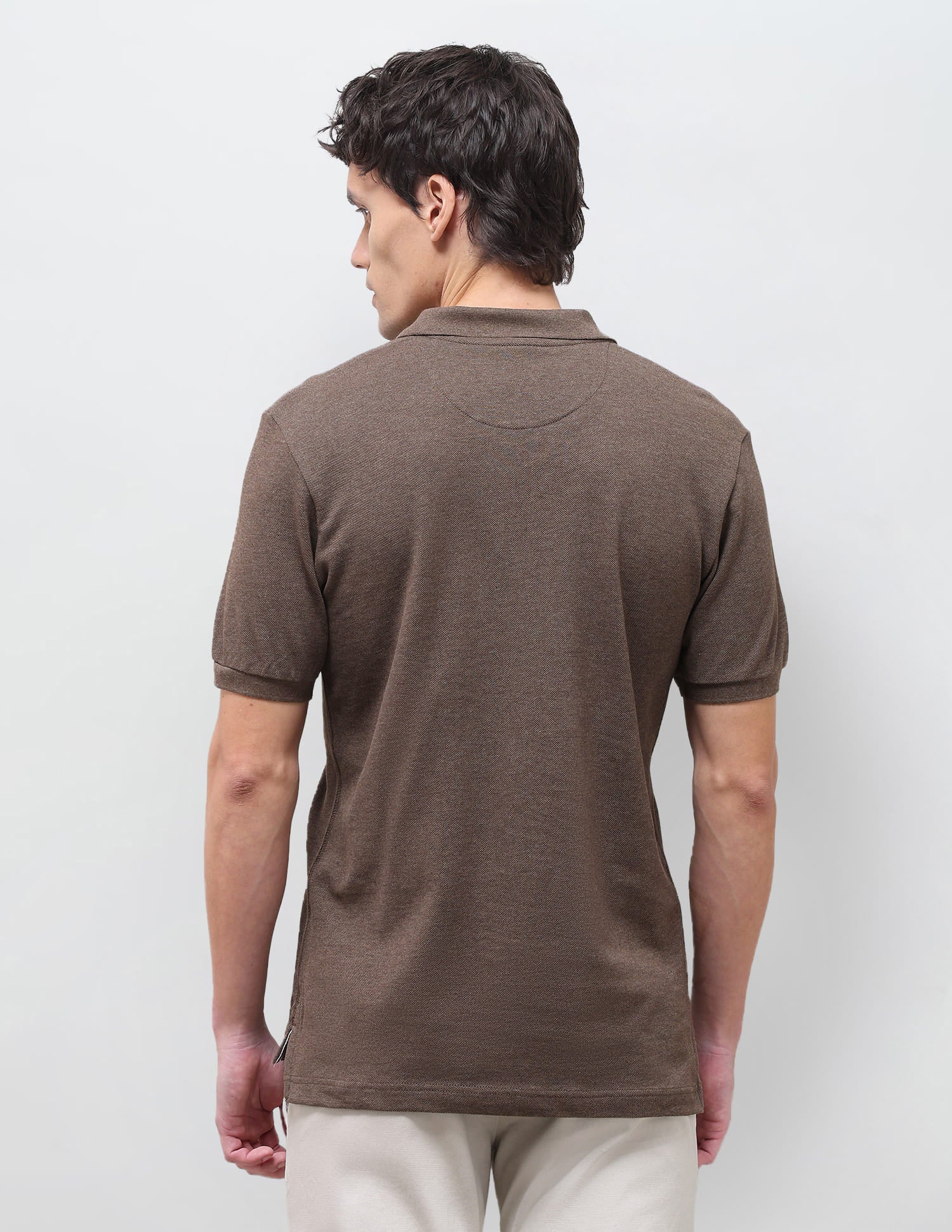Solid Slim Fit Polo Shirt Brown - U.S. Polo Assn. India | Large