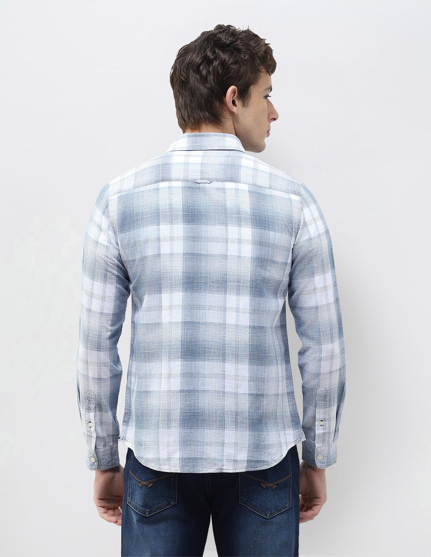 Plaid Checked Regular Fit Shirt Light Indigo - U.S. Polo Assn. India | Large