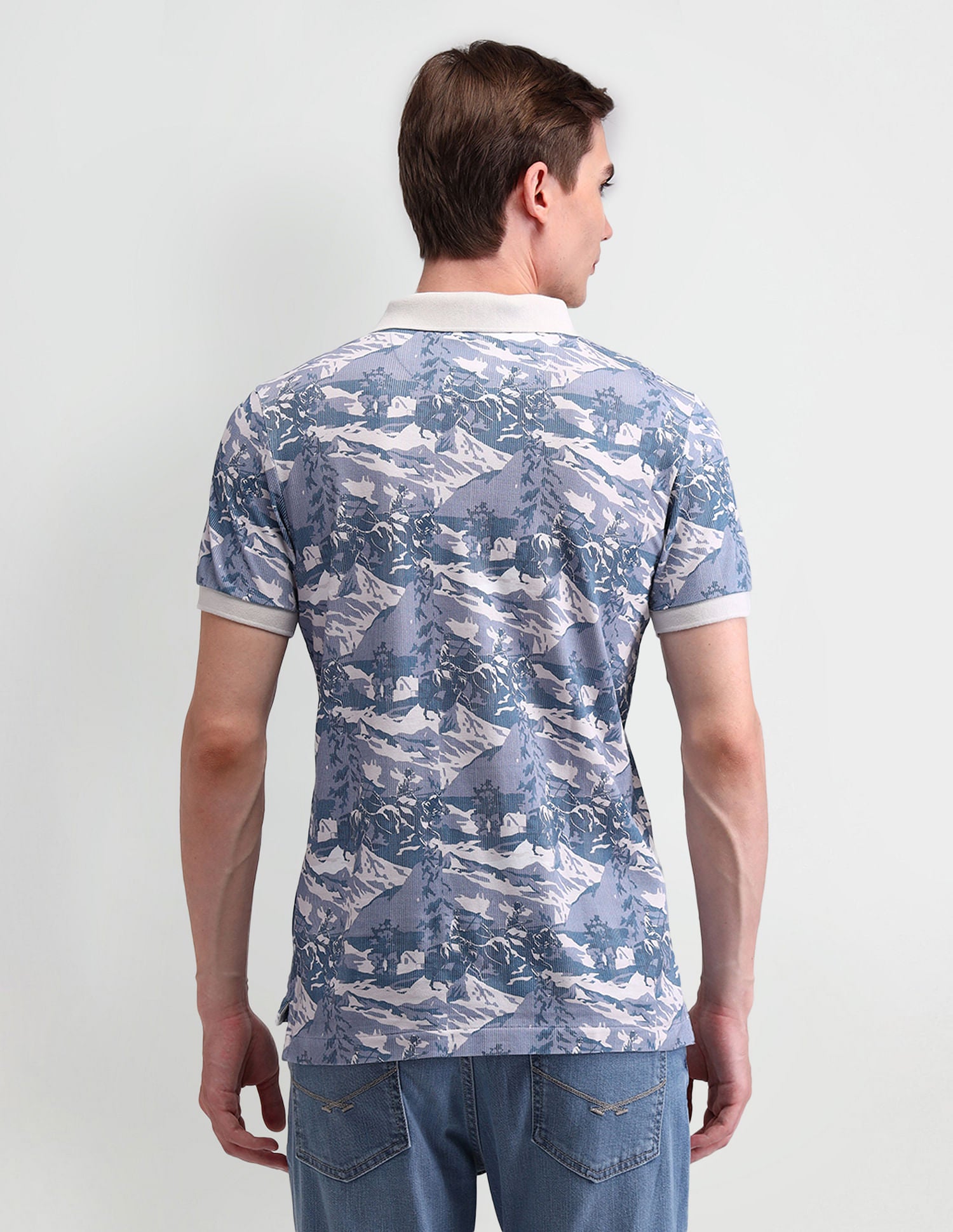 Slim Fit Graphic Printed Polo Shirt Blue - U.S. Polo Assn. India | Large