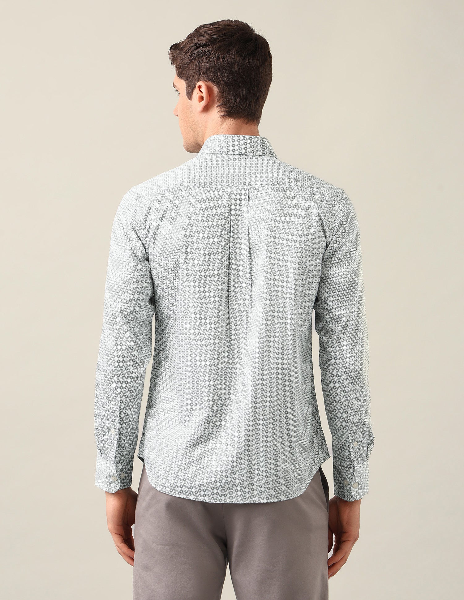Geometric Printed Satin Shirt Light Grey - U.S. Polo Assn. India | Large