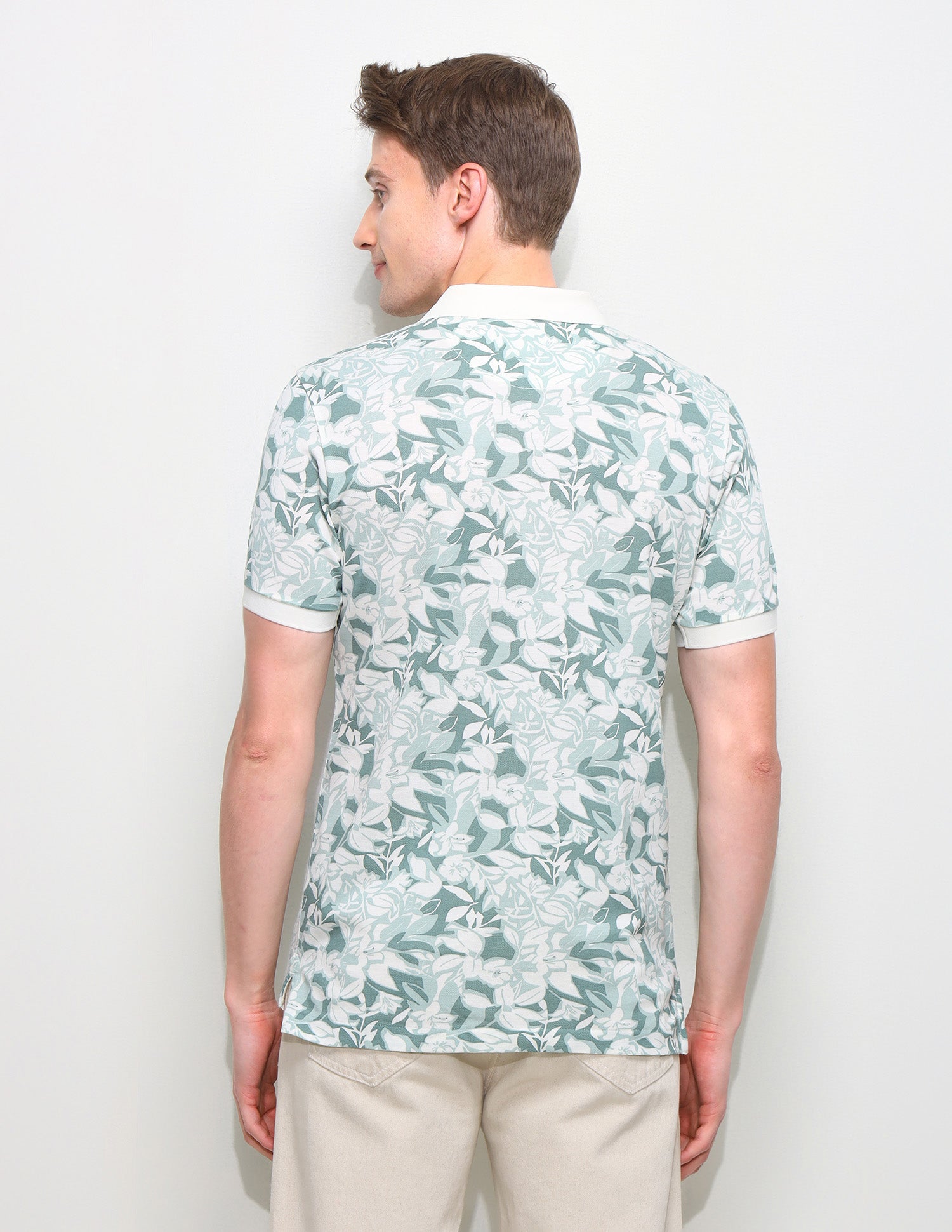 Floral Printed Slim Fit Polo Shirt Light Brown - U.S. Polo Assn. India | Large