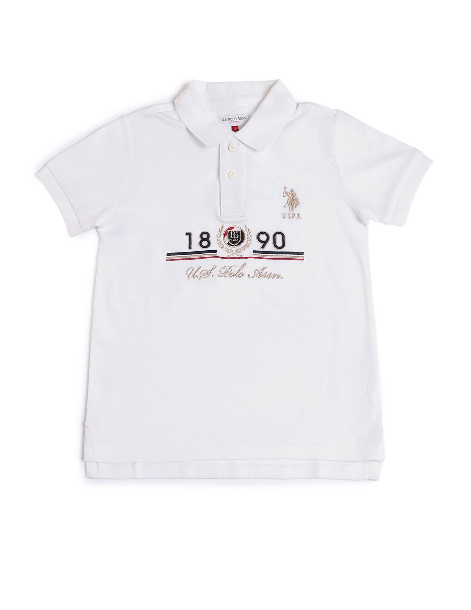Boys Brand Printed Regular Fit Polo Shirt White - U.S. POLO ASSN. | Large