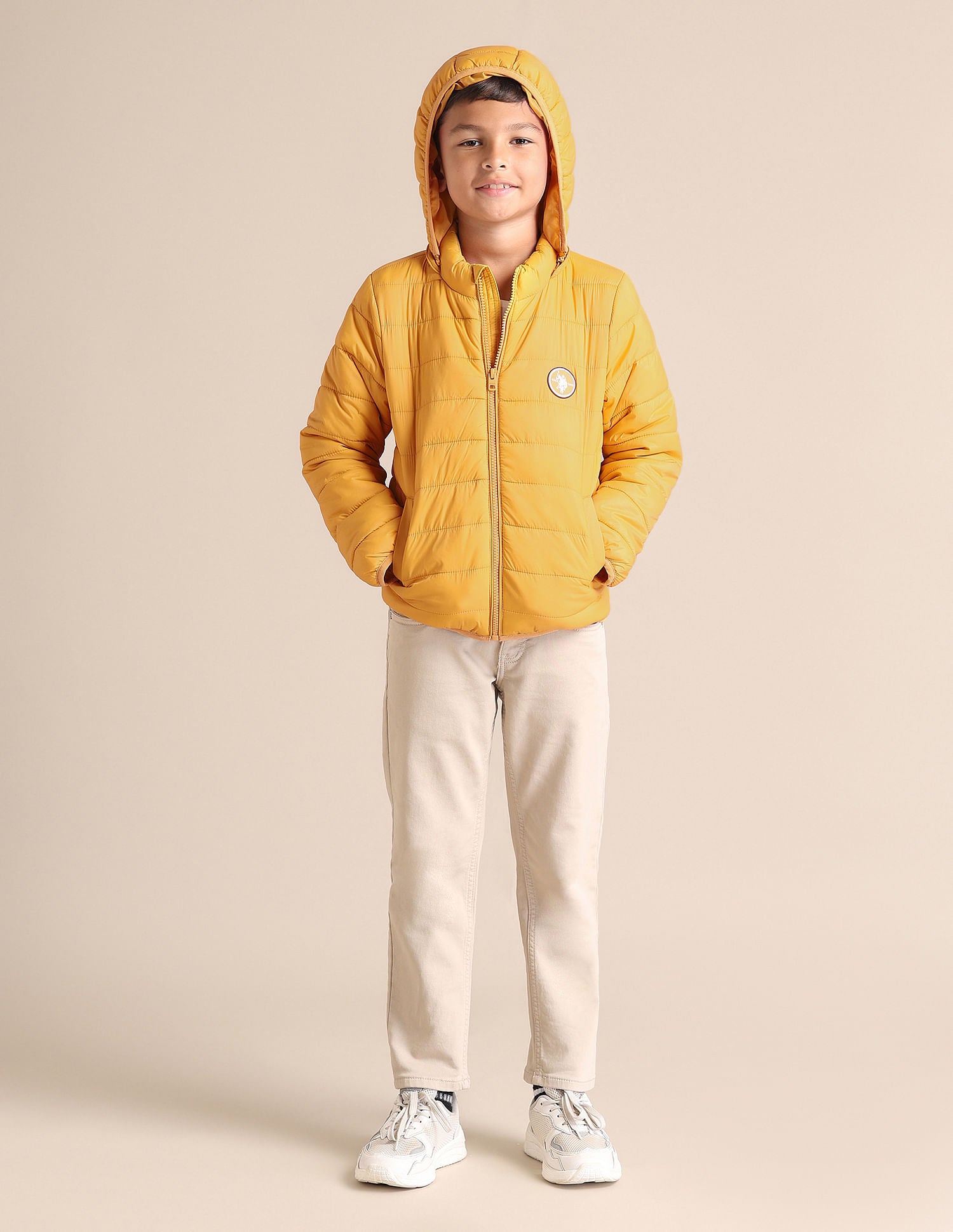 Boys Solid Hooded Jacket Old Gold - U.S. POLO ASSN. | Large