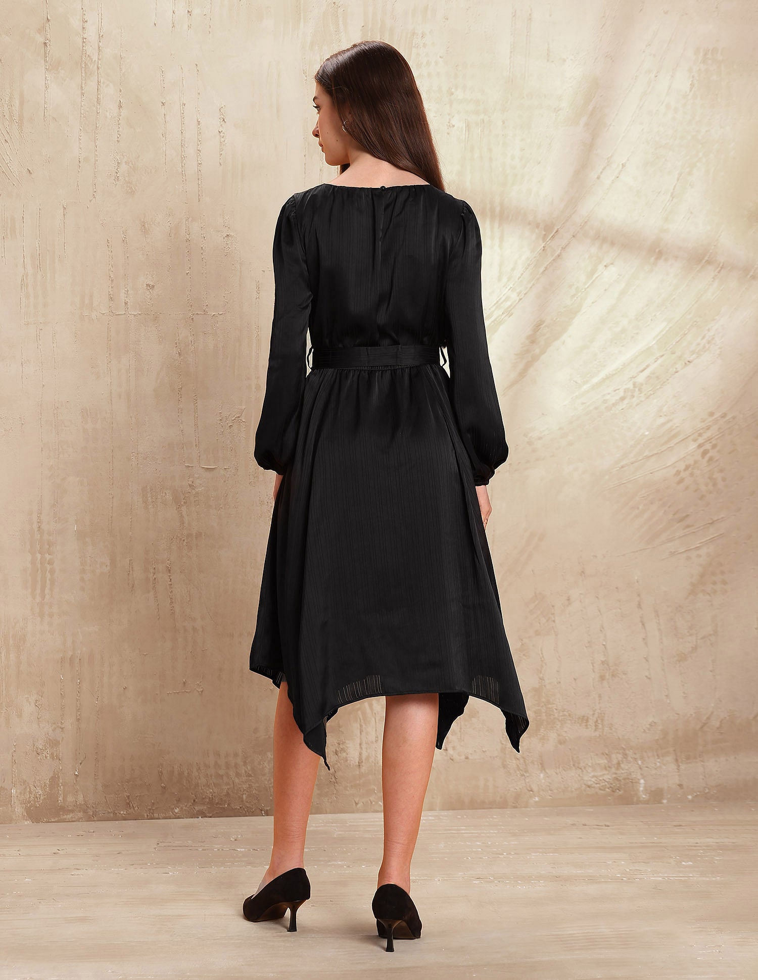 Textured Midi A-Line Dress Black - U.S. POLO ASSN. | Large