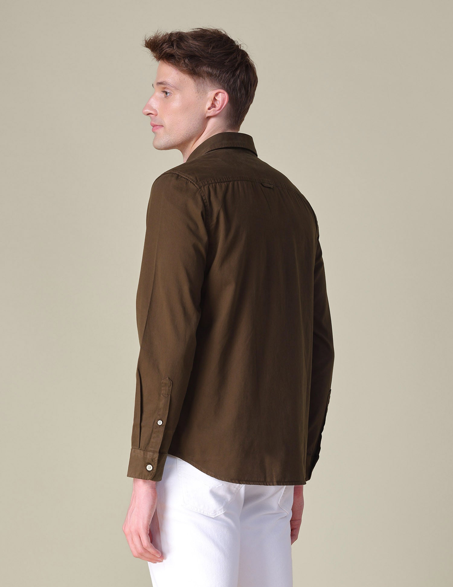 Twill Slim Fit Shirt Light Brown - U.S. POLO ASSN. | Large