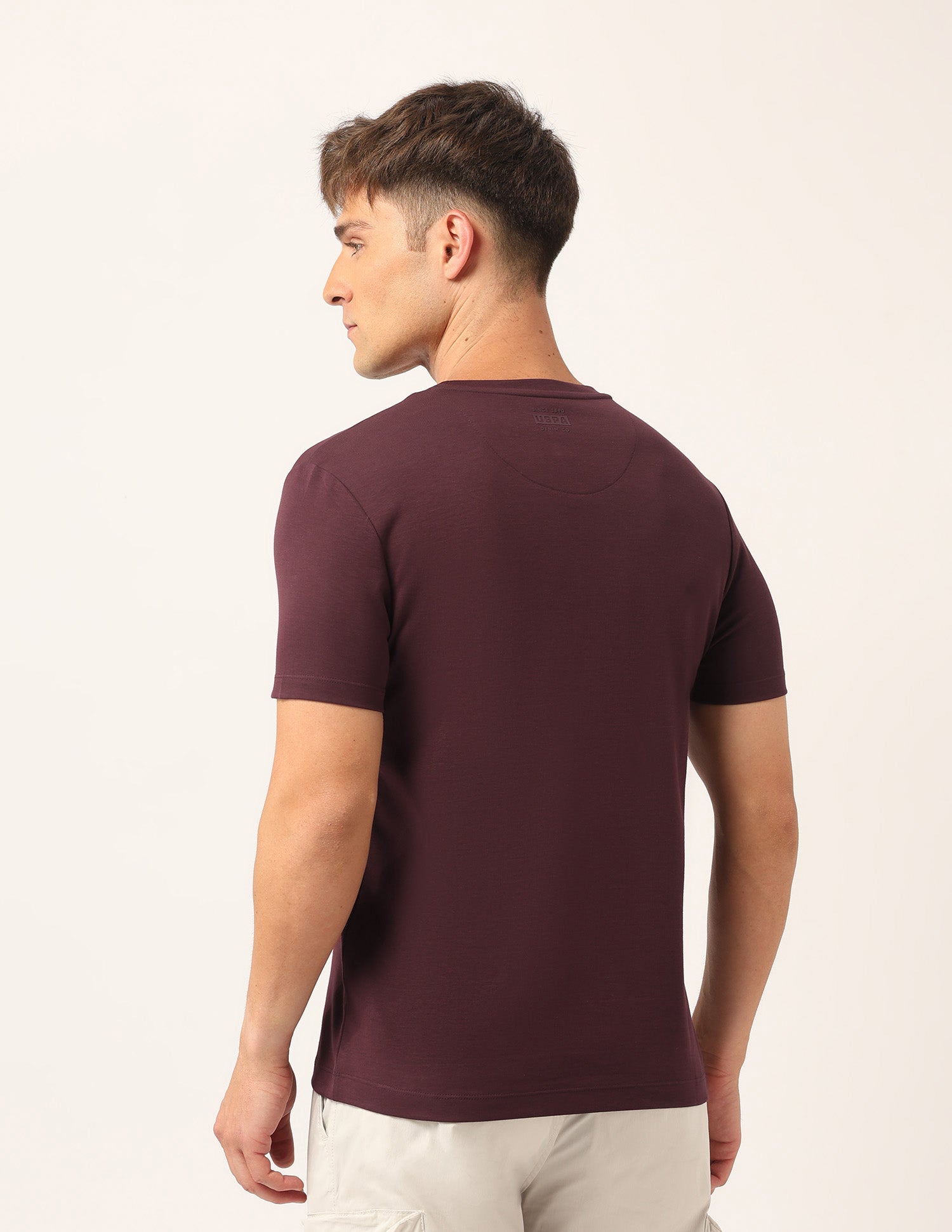 Brand Printed Muscle Fit T-Shirt Burgundy - U.S. Polo Assn. India | Large