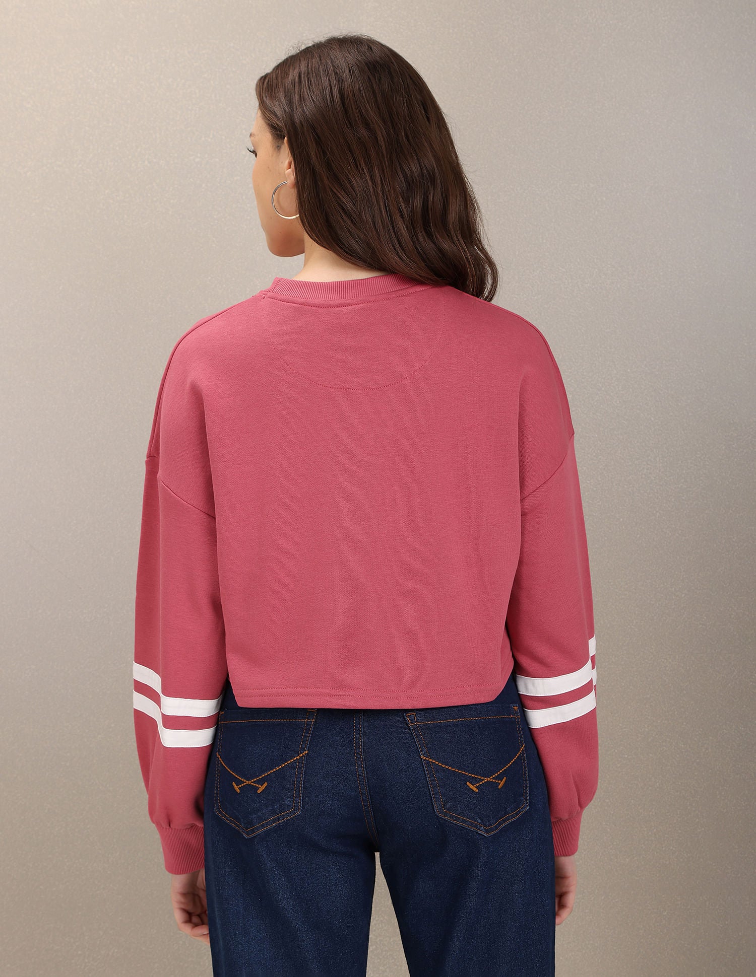 Crew Neck Brand Embroidered Sweatshirt Dark Pink - U.S. Polo Assn. India | Large