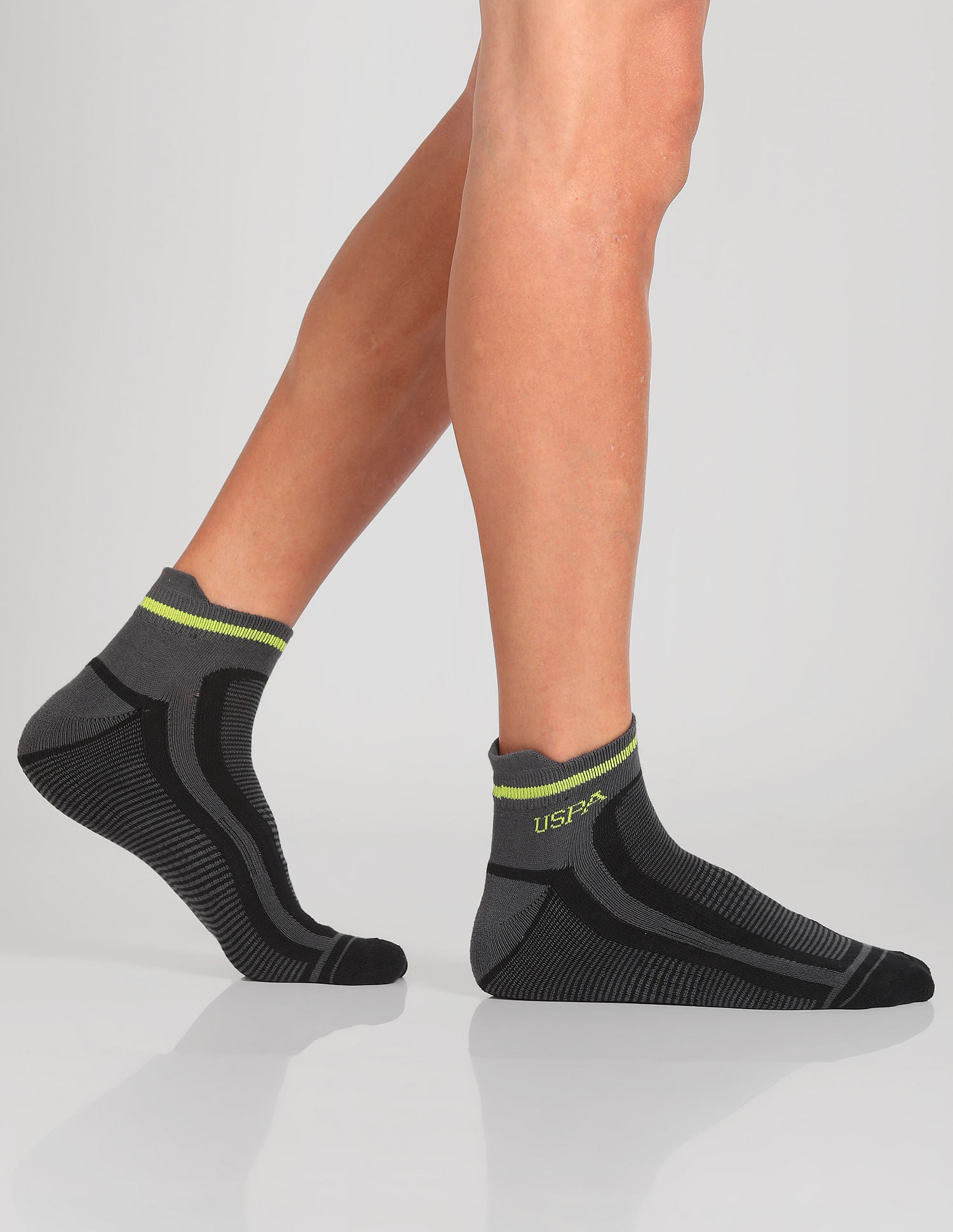 Ankle Length Striped ES006 Socks - Pack Of 3 Black - U.S. POLO ASSN. | Large