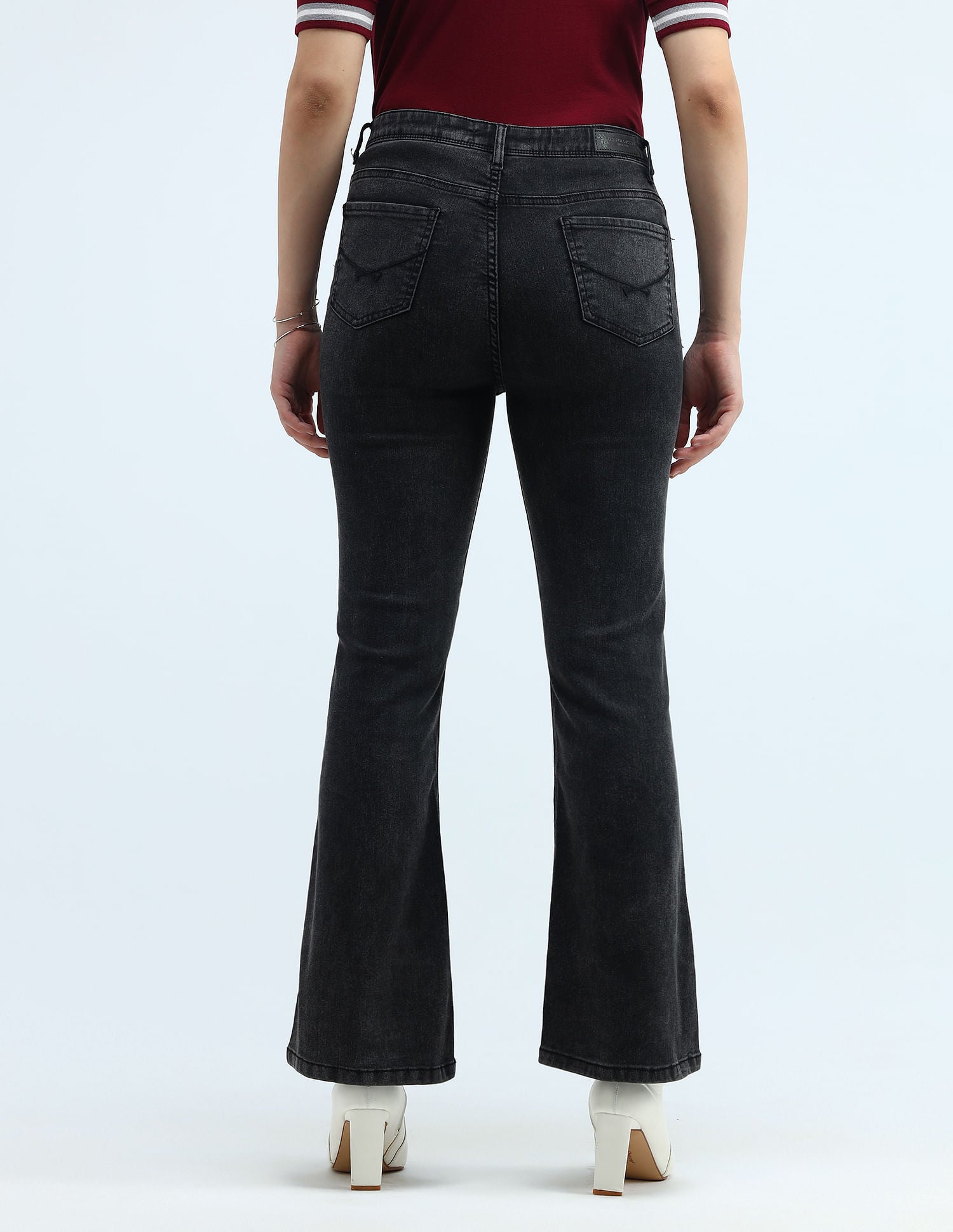 High Rise Flared Fit Jeans Dark Grey - U.S. Polo Assn. India | Large