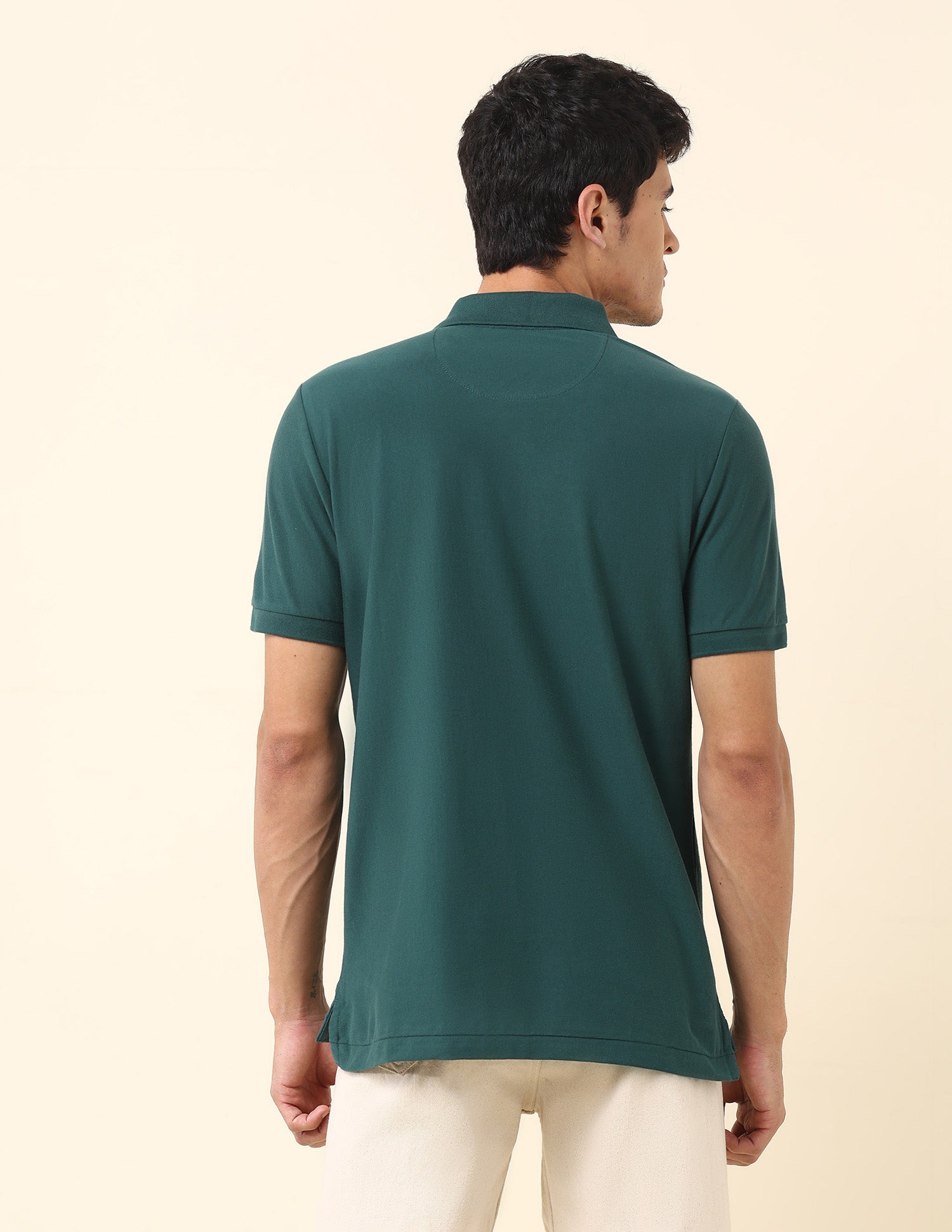 Textured Pure Cotton Classic Polo Shirt Dark Green - U.S. Polo Assn. India | Large