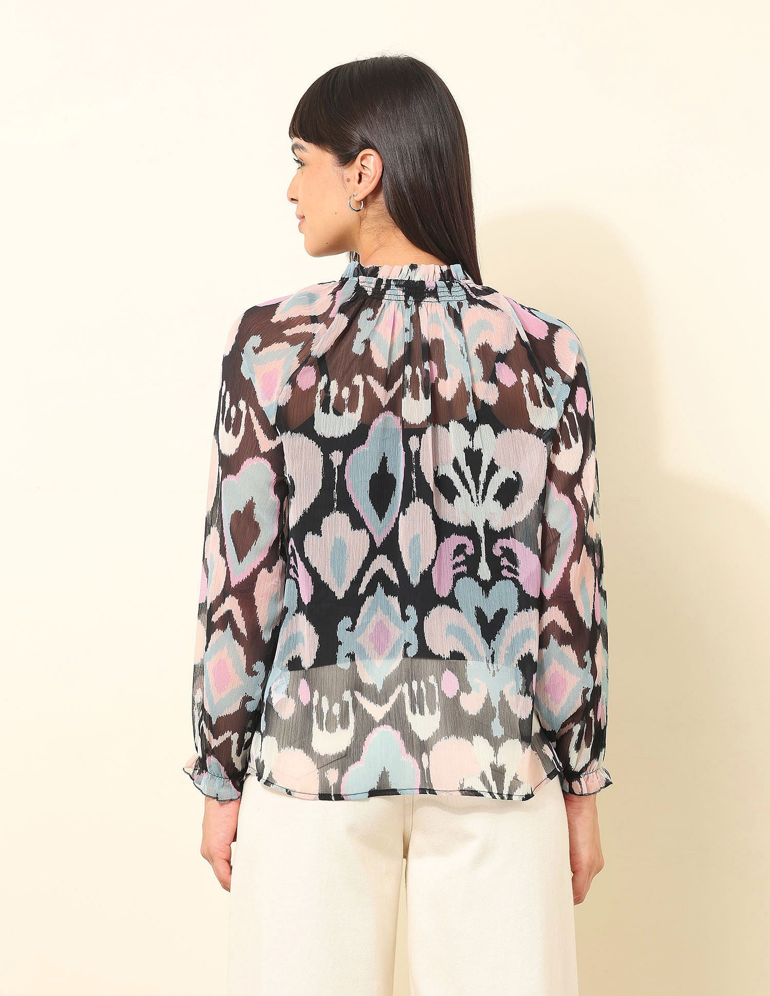 Ruffle Neck Floral Printed Top Multi-colour - U.S. POLO ASSN. | Large