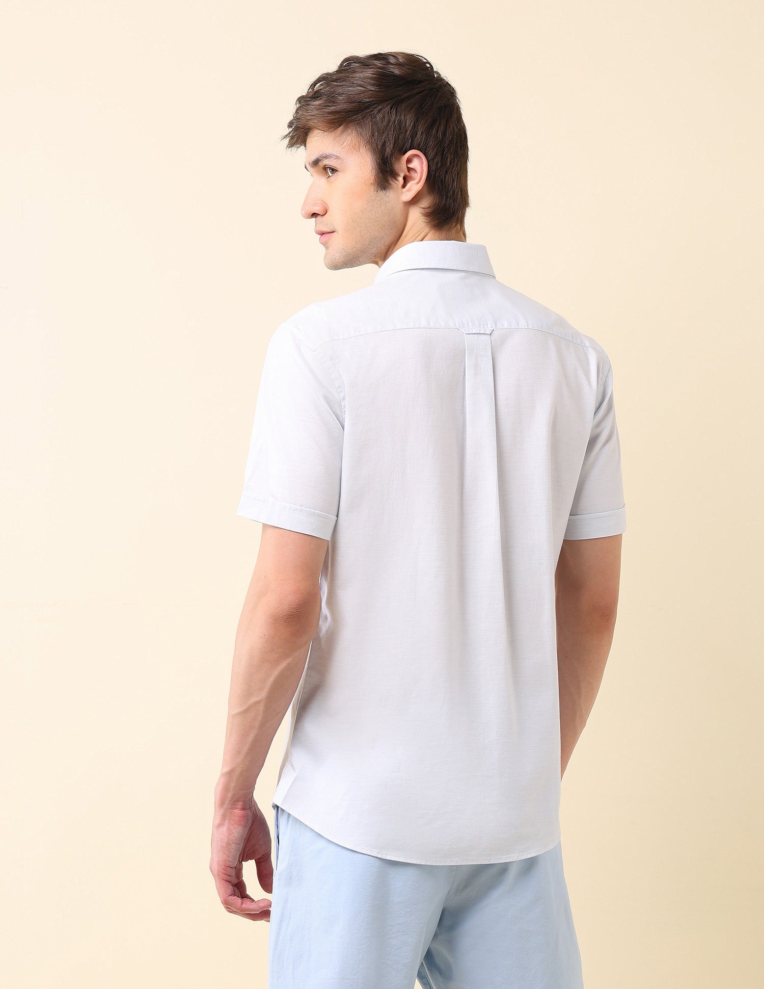 Pure Cotton Tailored Fit Shirt Light Blue - U.S. Polo Assn. India | Large