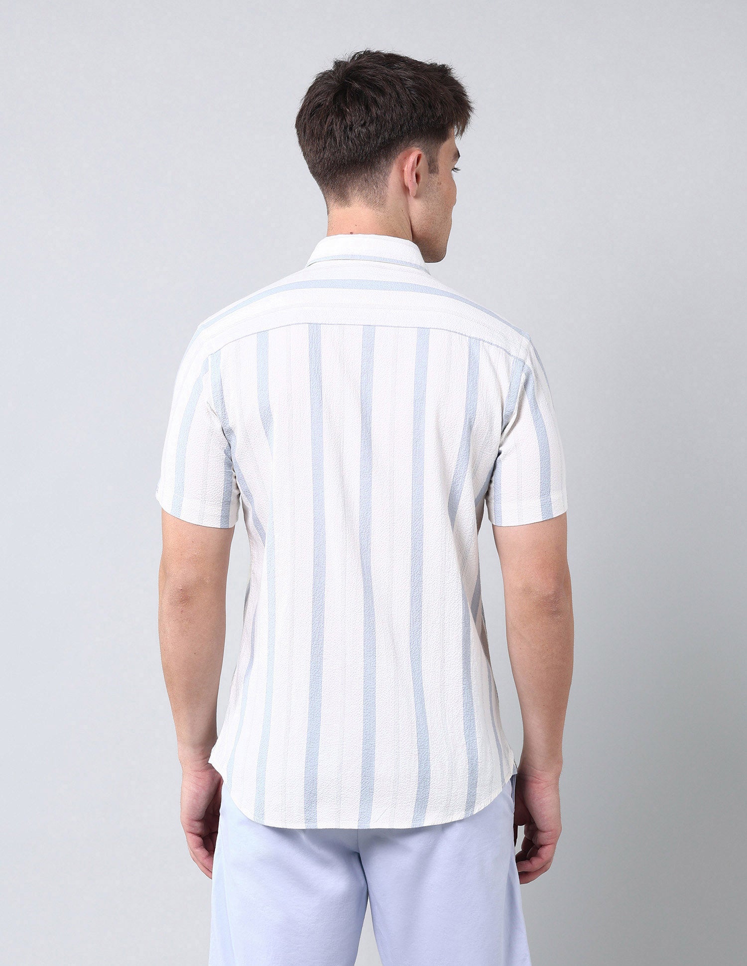 Vertical Striped Regular Fit Shirt Light Blue - U.S. Polo Assn. India | Large