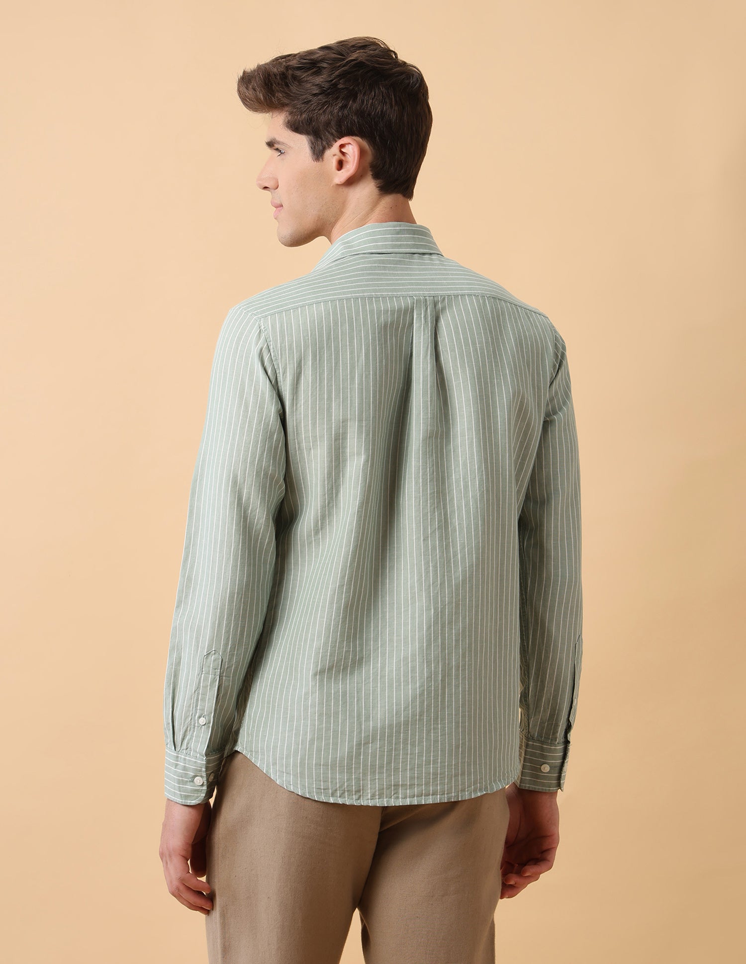 Pacho X Vertical Striped Regular Fit Shirt Sage - U.S. Polo Assn. India | Large