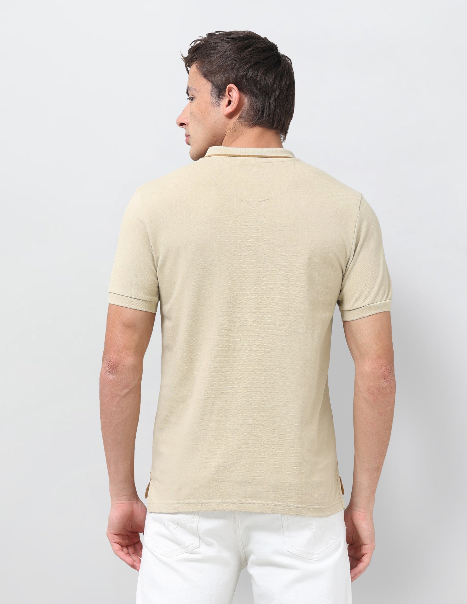 Colourblocked Regular Fit Polo Shirt Beige - U.S. Polo Assn. India | Large