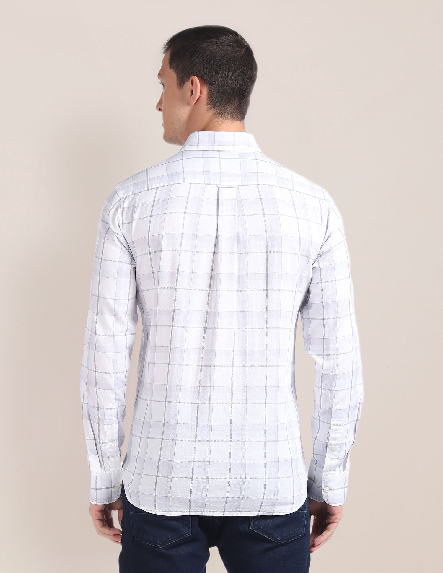 Tartan Check Dobby Shirt White and Grey - U.S. POLO ASSN. | Large