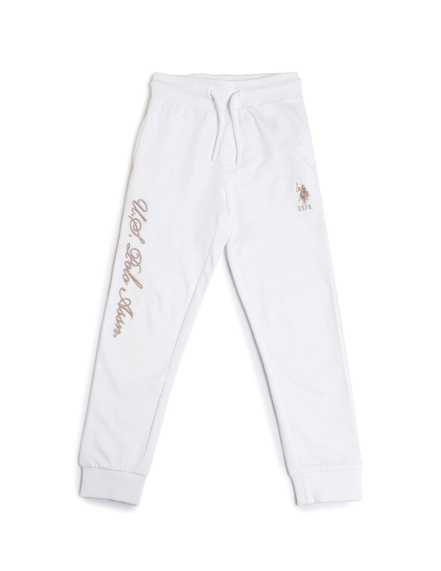 Boys Brand Embroidered Track Pants White - U.S. POLO ASSN. | Large