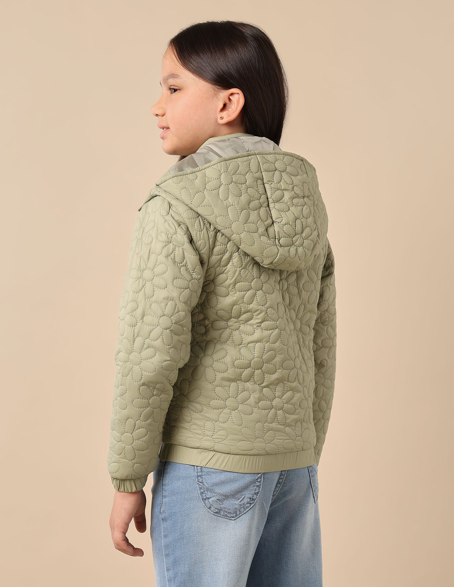 Girls Detachable Hood And Sleeve Jacket Olive - U.S. POLO ASSN. | Large