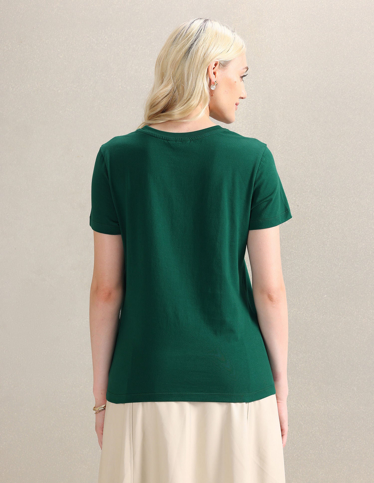 Flag Print Cotton T-Shirt Dark Green - U.S. POLO ASSN. | Large