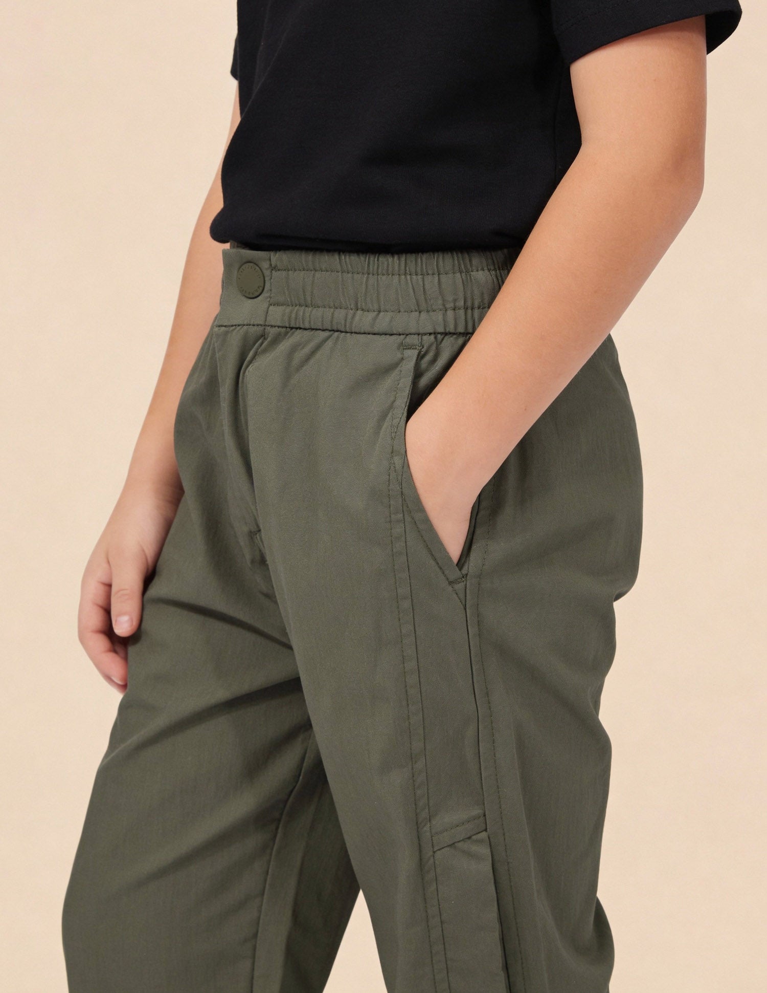 Boys Solid Relaxed Fit Trousers Olive - U.S. Polo Assn. India | Large