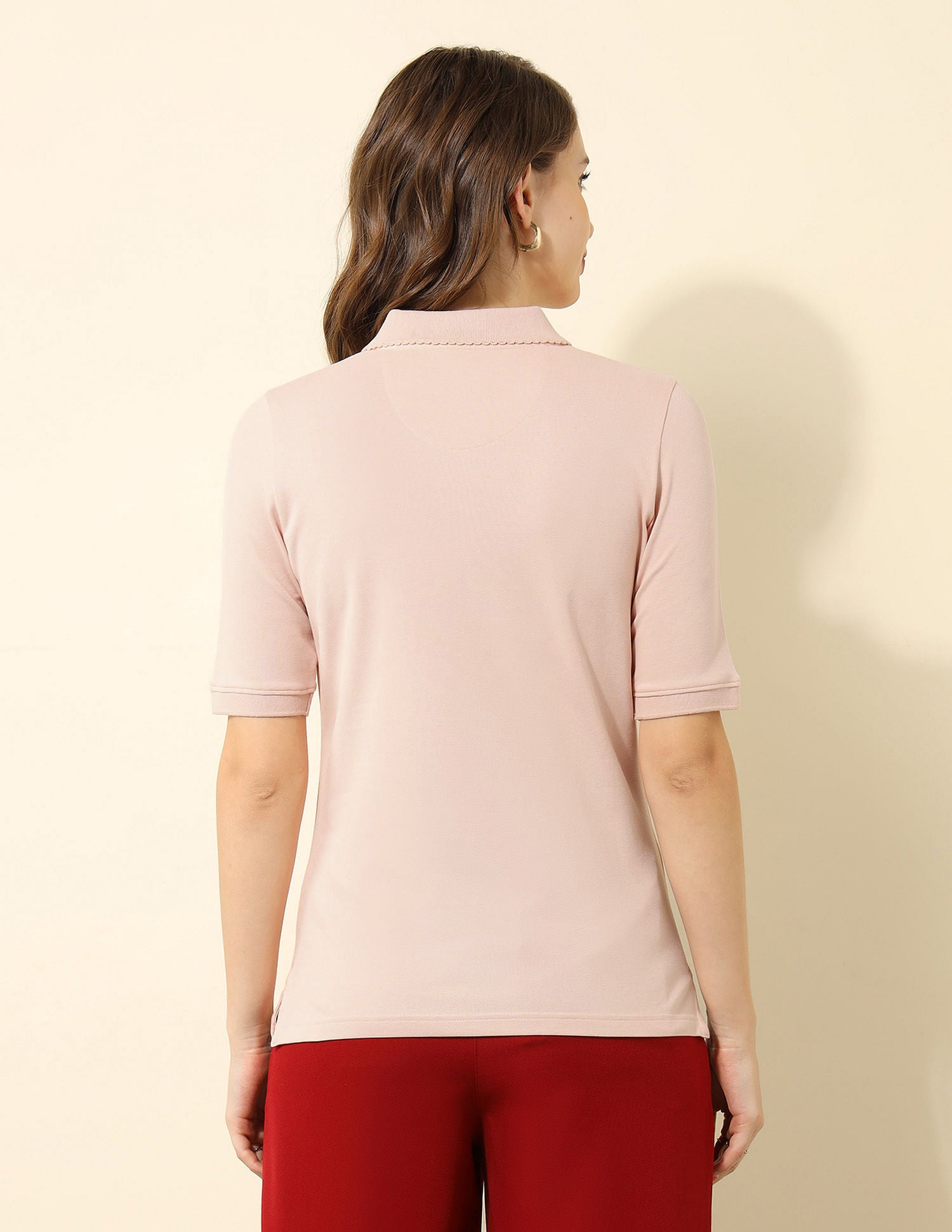 Tipped Collar Boxy Fit Polo Shirt Light Pink - U.S. Polo Assn. India | Large
