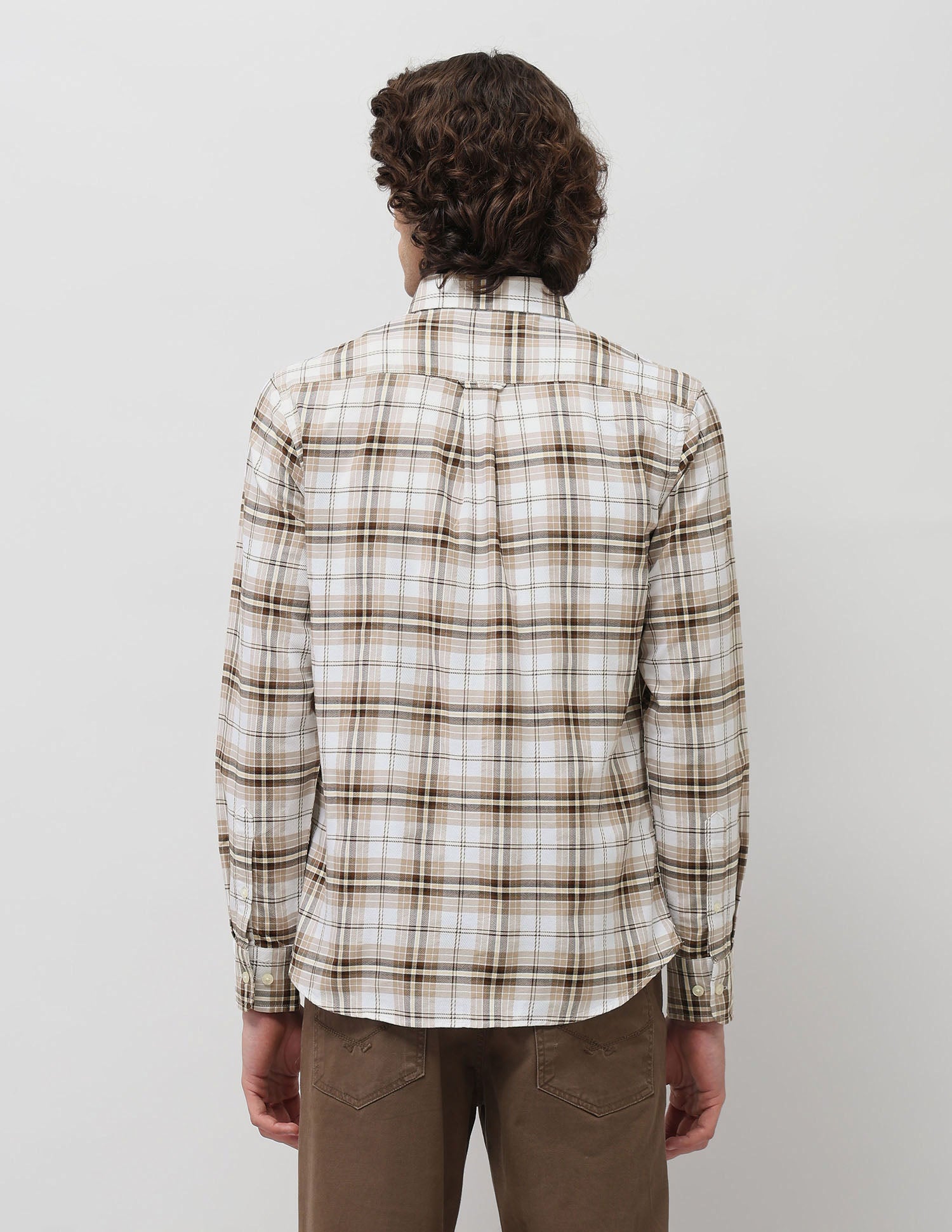 Plaid Checked Tailored Fit Shirt Beige - U.S. POLO ASSN. | Large