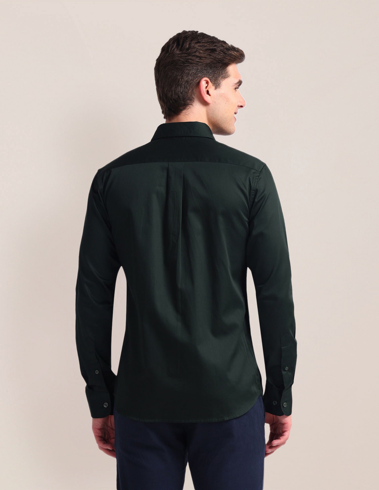 Semi-Cutaway Collar Solid Shirt Green - U.S. Polo Assn. India | Large