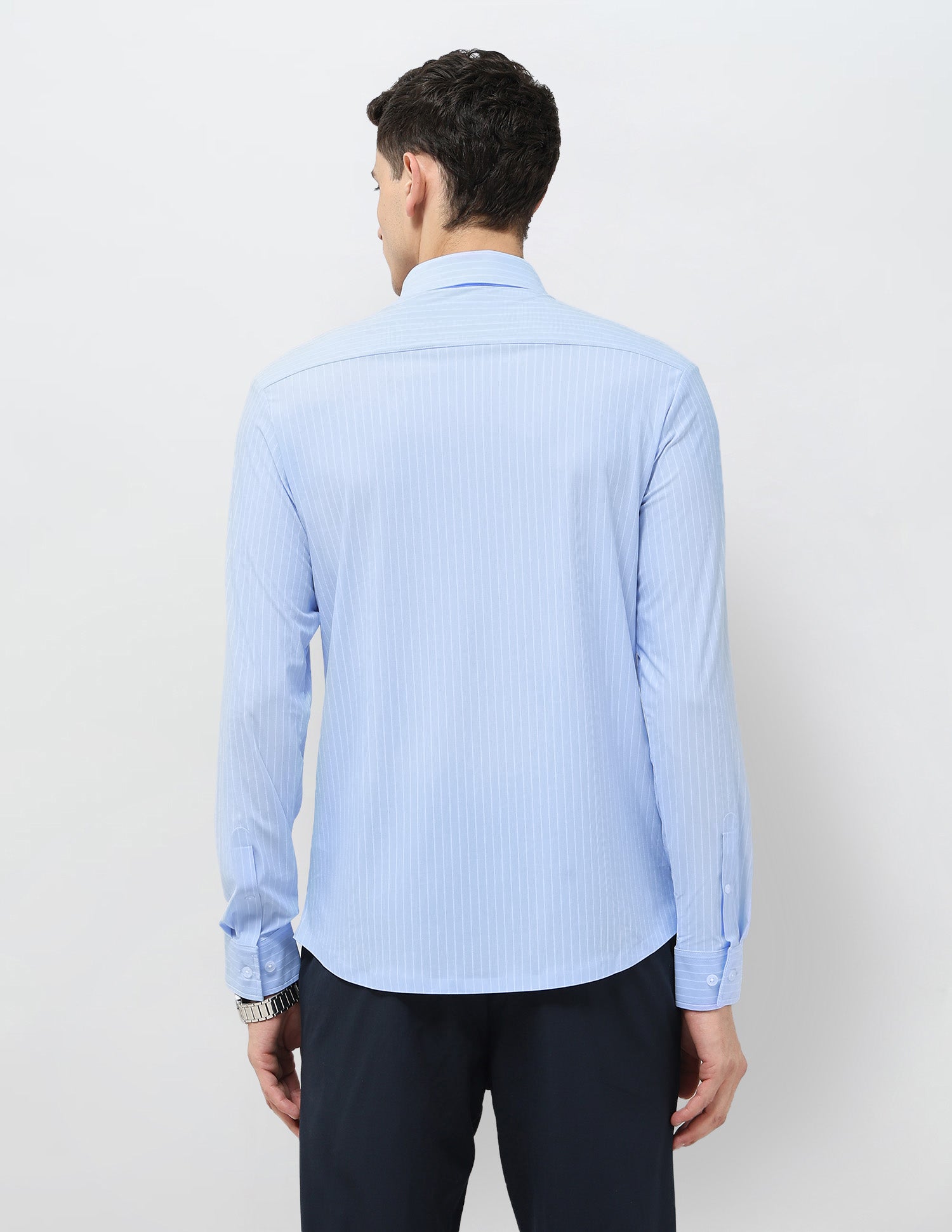 Tailored Fit Vertical Striped Shirt Light Blue - U.S. POLO ASSN. | Large