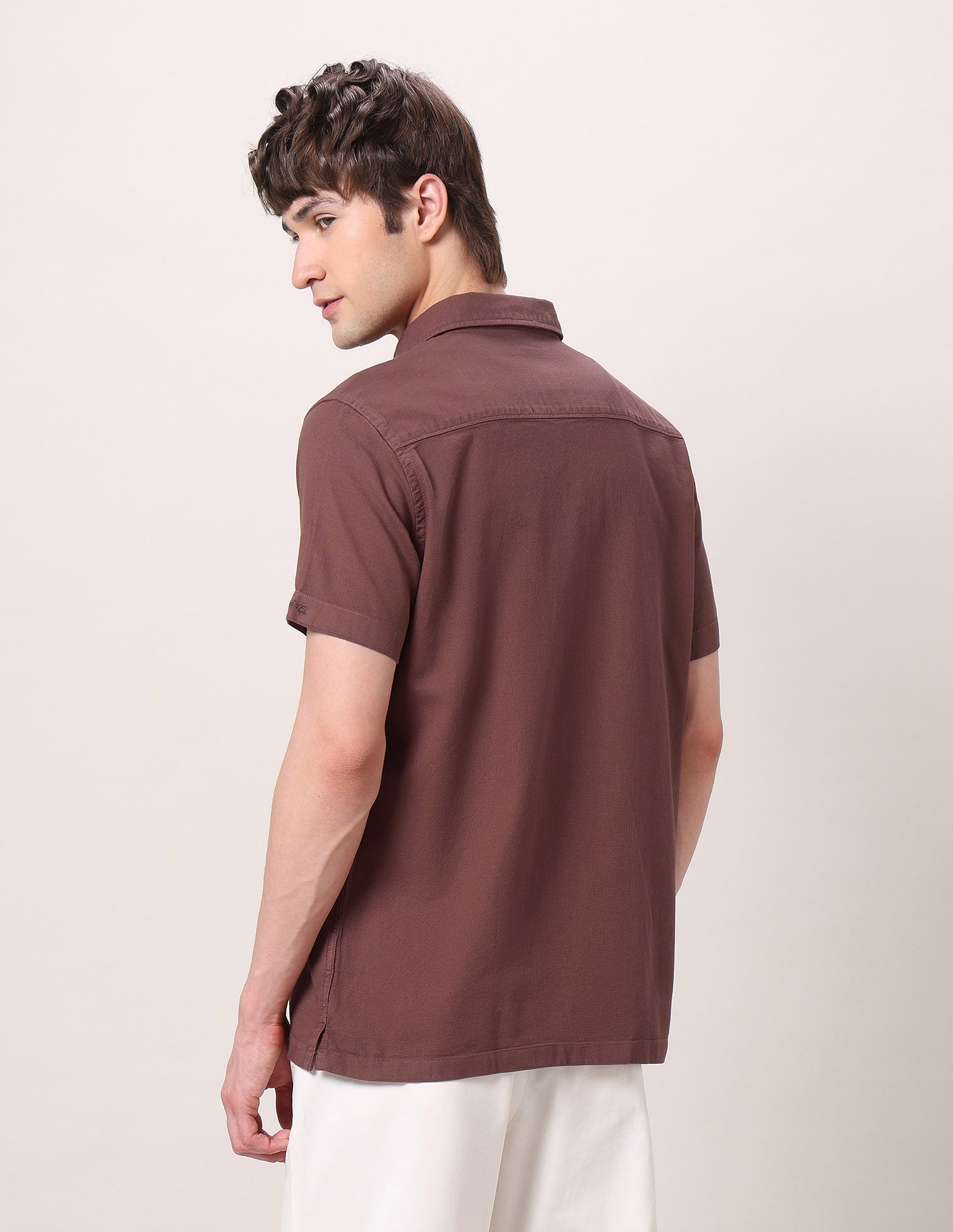 Pure Cotton Dobby Shirt Burgundy - U.S. Polo Assn. India | Large