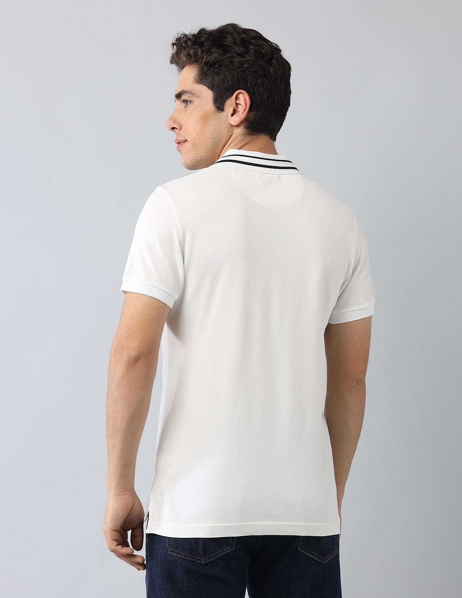 Muscle Fit Brand Printed Polo Shirt Ivory - U.S. Polo Assn. India | Large