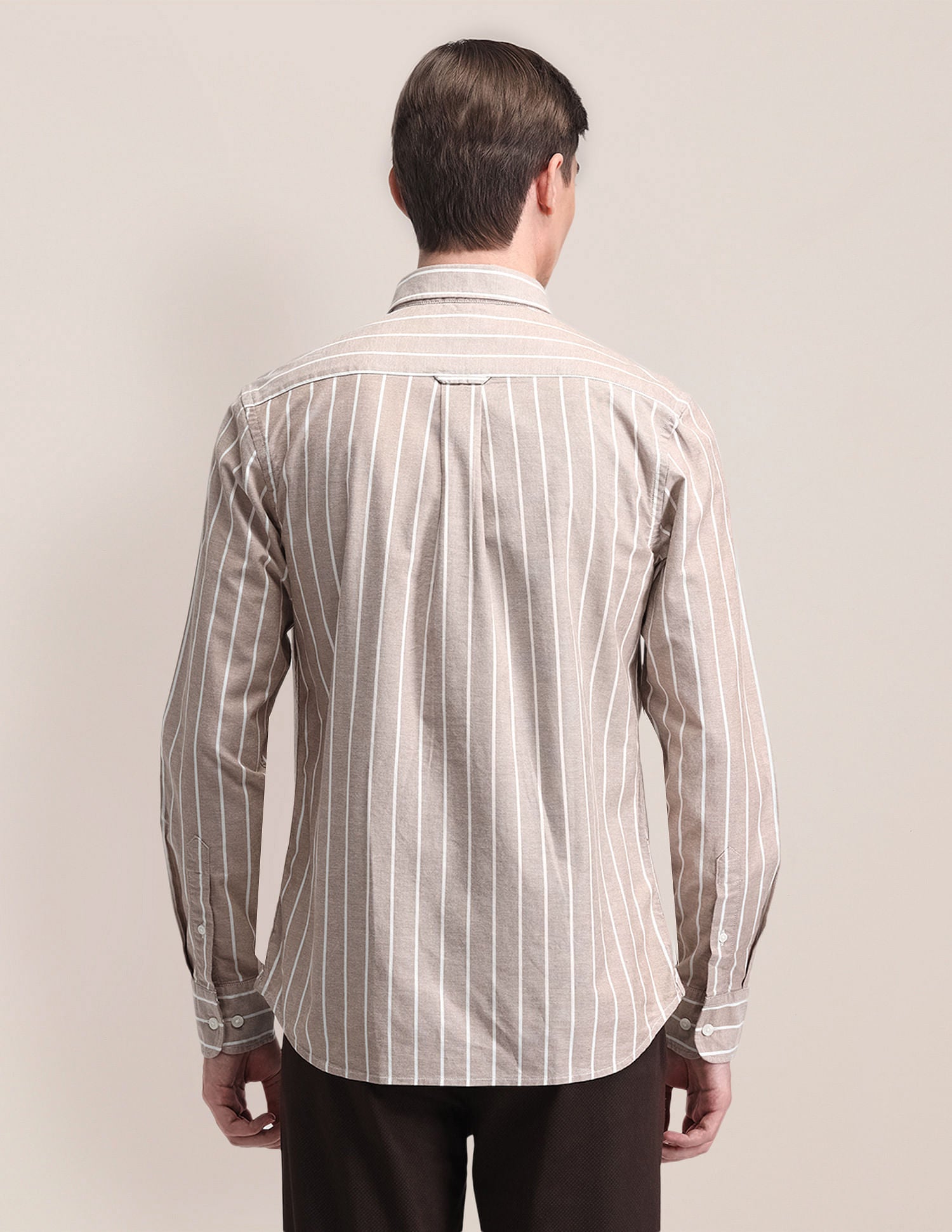 Tailored Fit Cotton Striped Shirt Brown - U.S. POLO ASSN. | Large