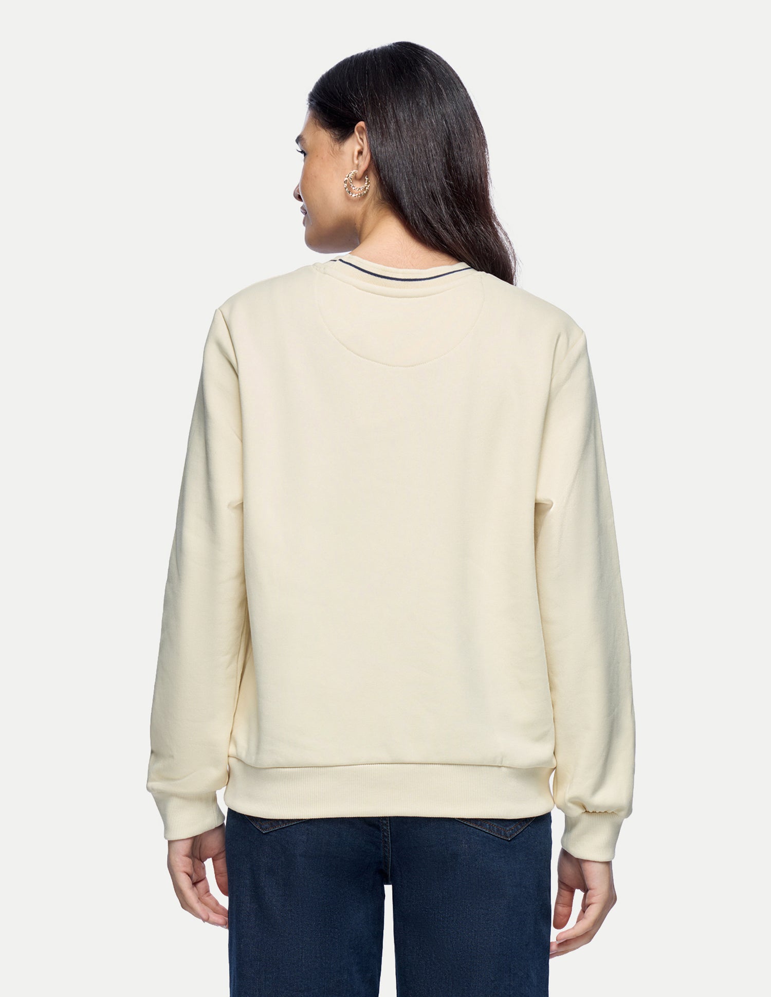 Brand Embossed Relaxed Fit Sweatshirt Ecru - U.S. Polo Assn. India | Large