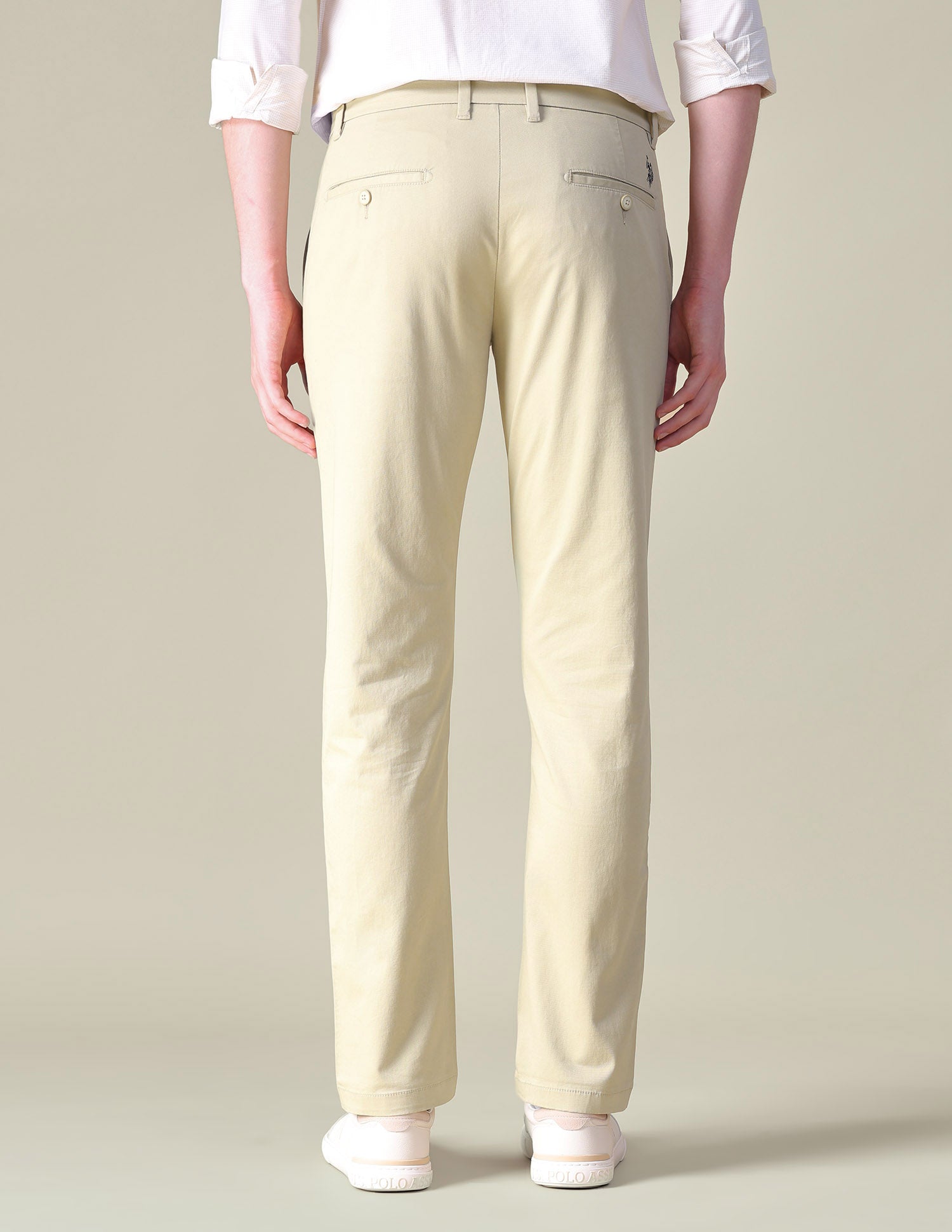 Twill Austin Trim Regular Fit Trousers Beige - U.S. POLO ASSN. | Large