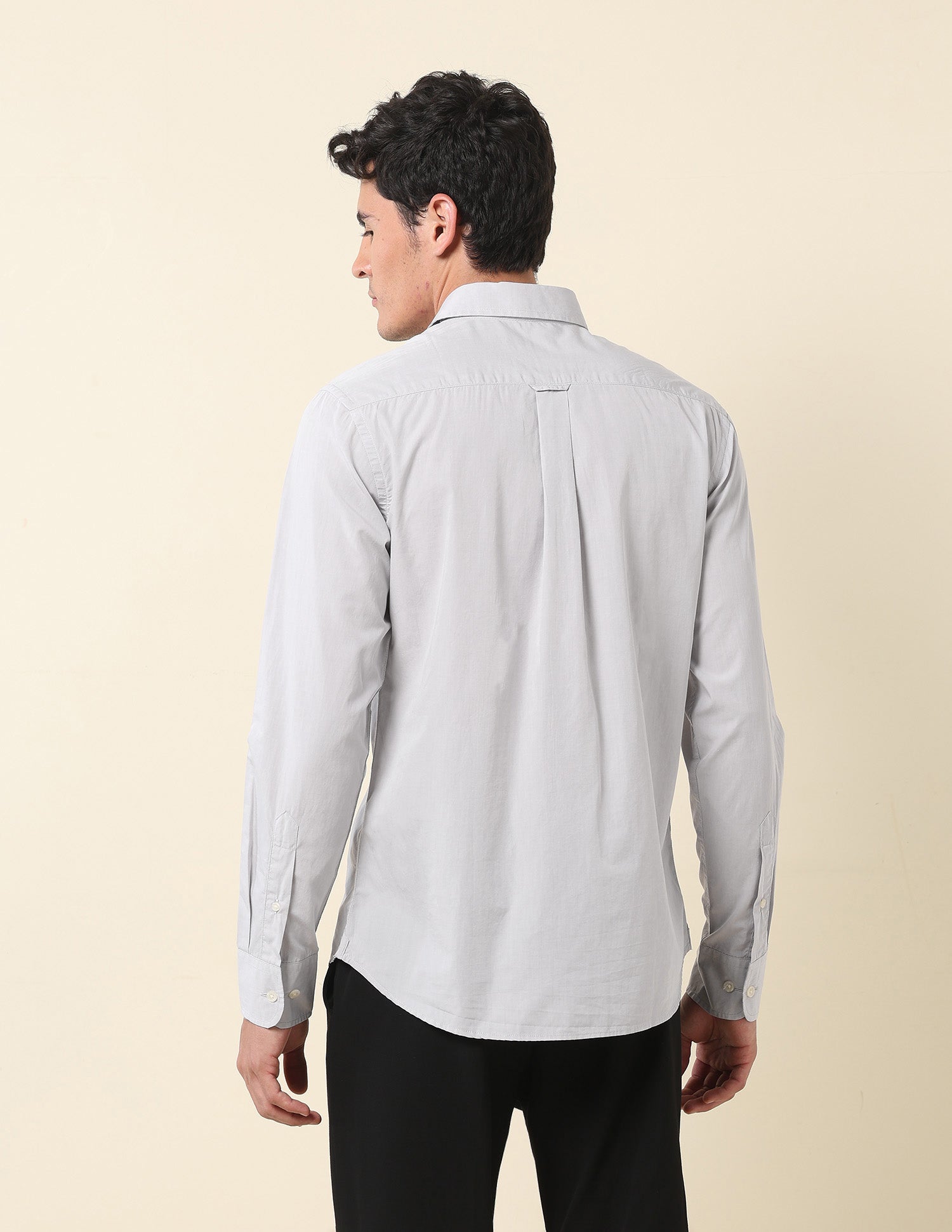 Pure Cotton Tailored Fit Shirt Light Grey - U.S. Polo Assn. India | Large