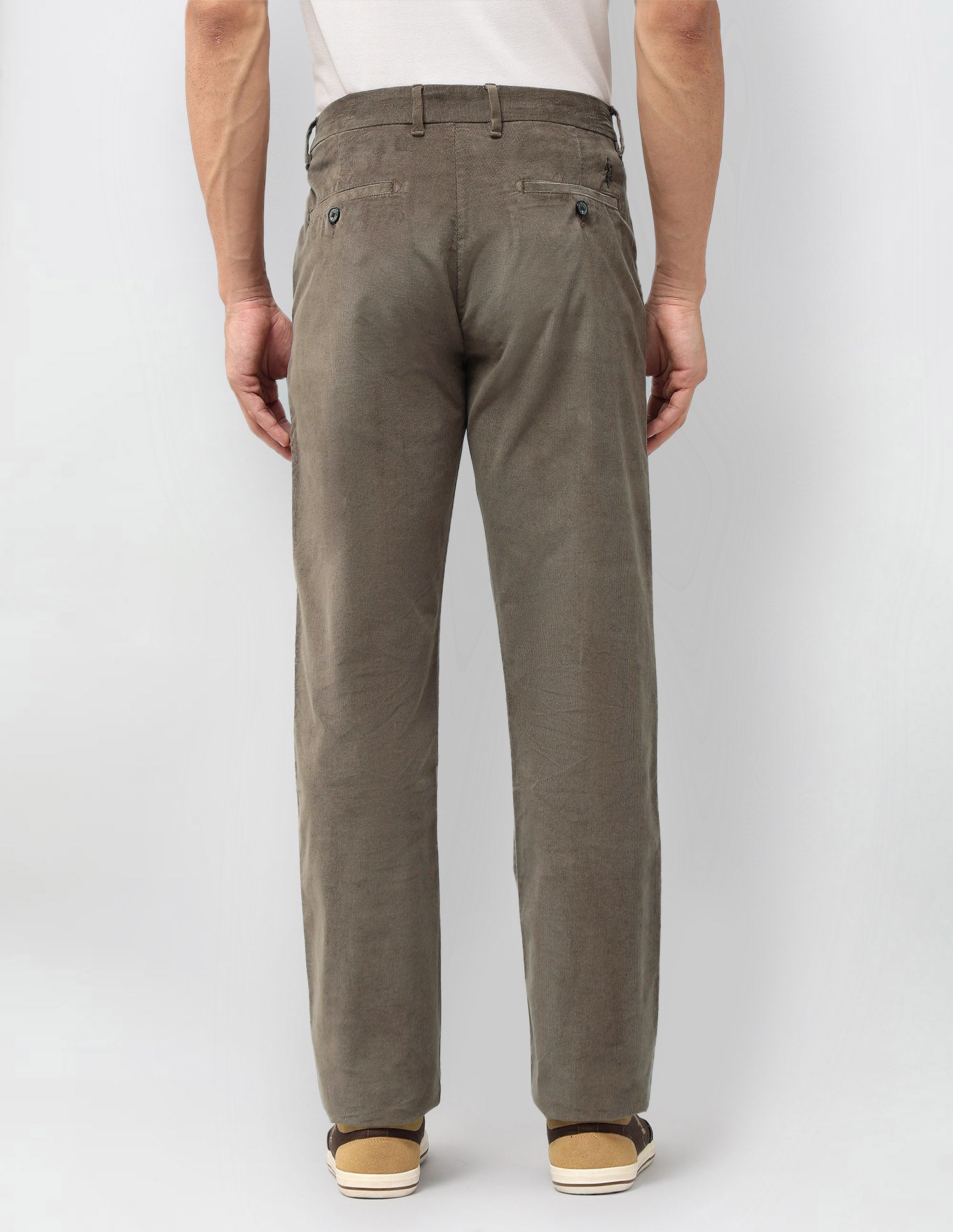 Riley Straight Fit Corduroy Trousers Light Olive - U.S. POLO ASSN. | Large